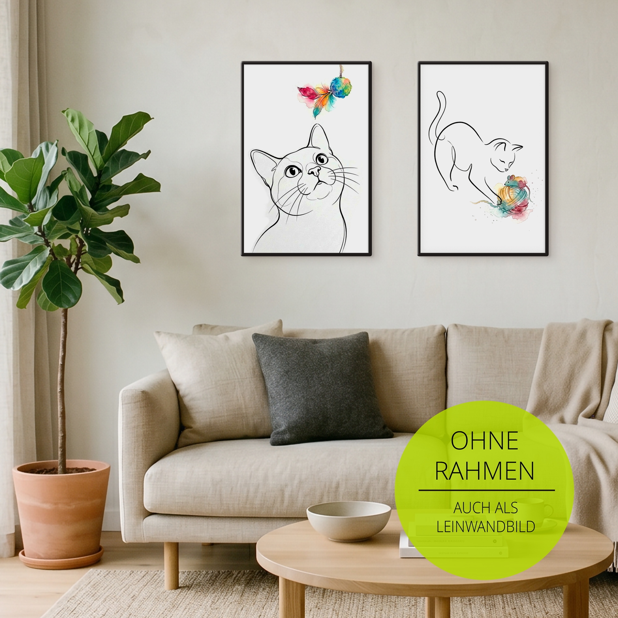 GOODproduct Wandbild »Katze mit Spielzeug I« Katzenbilder 1 Stk. tlg. als Poster oder Leinwandbild in versch. Grössen