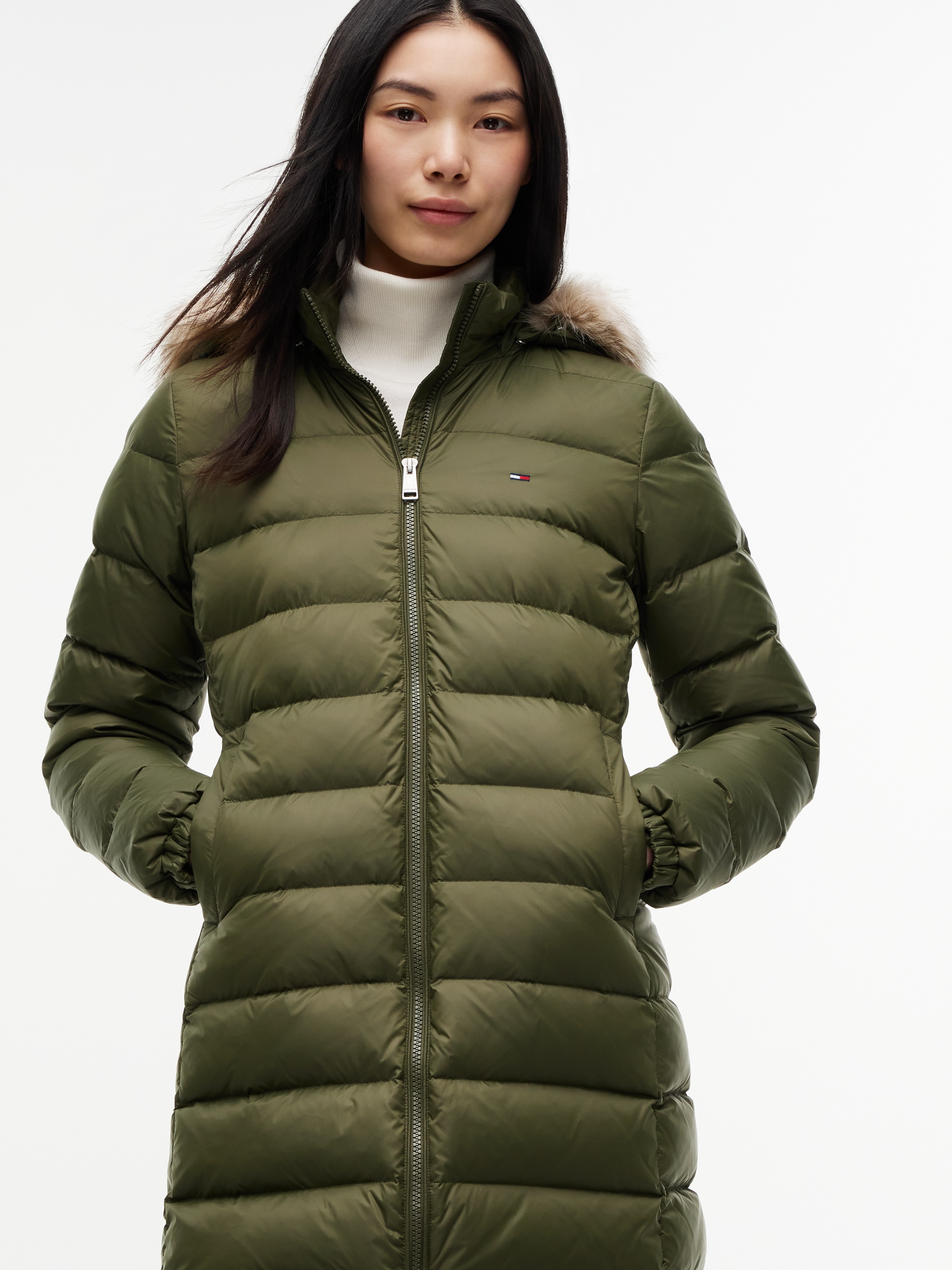 Tommy Jeans Manteau matelassé »TJW ESSENTIAL HOODED DOWN COAT« fibre synthétique