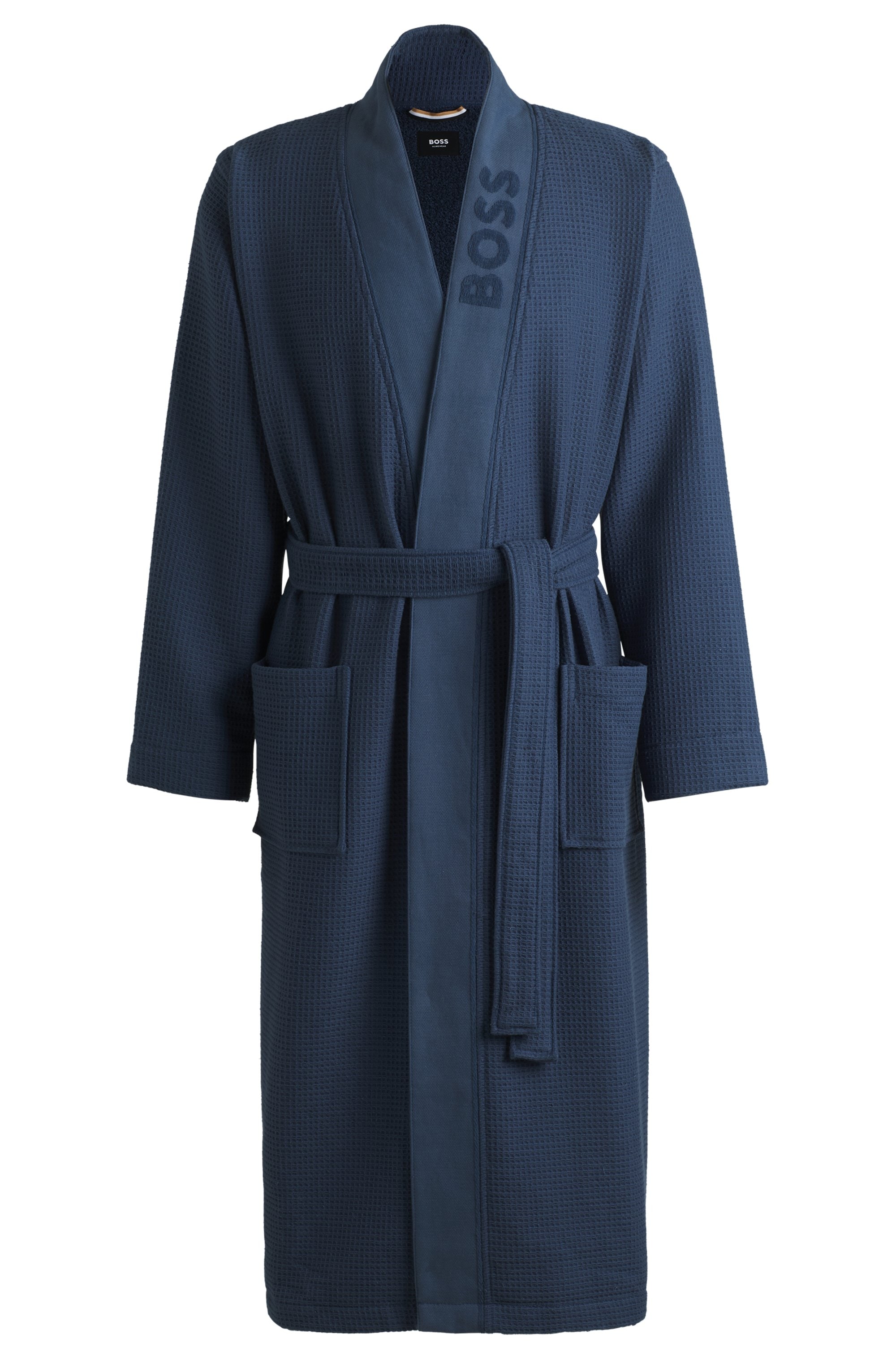 BOSS Morgenmantel »Waffle Kimono« mit grossem BOSS Logo aus Velours