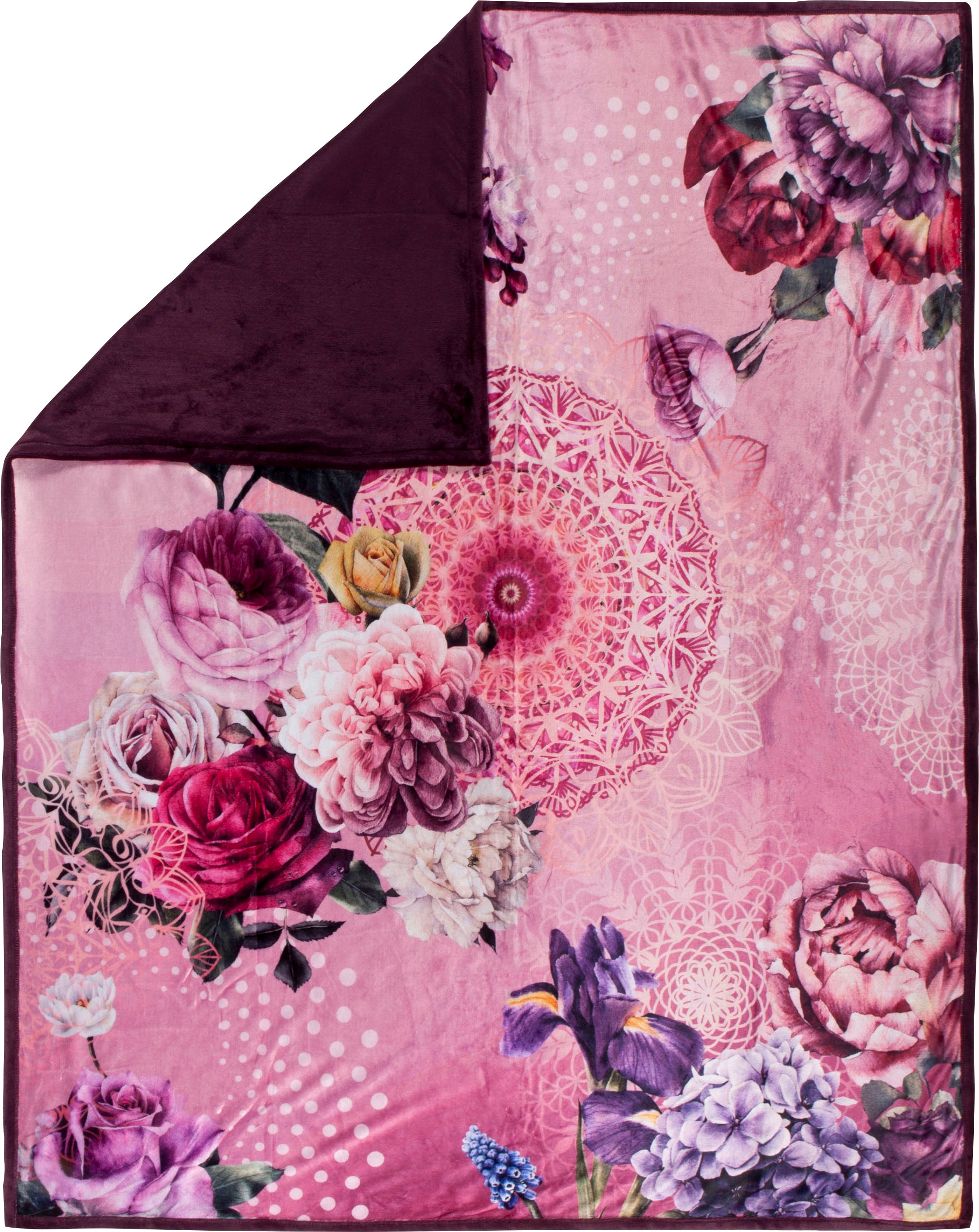 Image of hip Plaid »Gunilla«, mit Mandala und Blumen, Kuscheldecke bei Ackermann Versand Schweiz