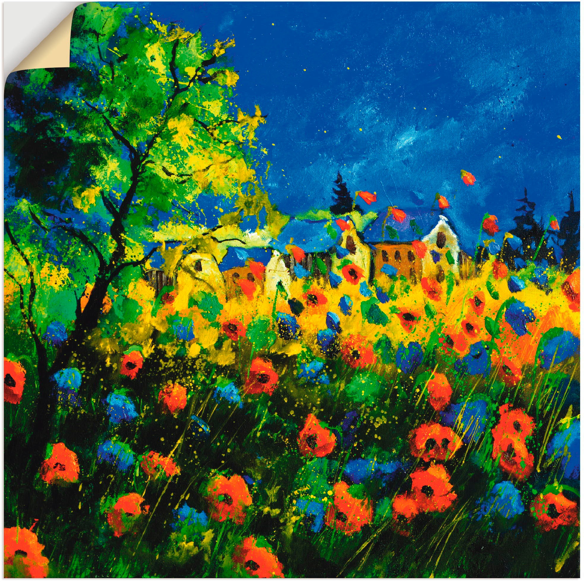 Image of Artland Wandbild »Blaue und rote Mohnblumen«, Blumen, (1 St.), in vielen Grössen & Produktarten - Alubild / Outdoorbild für den Aussenbereich, Leinwandbild, Poster, Wandaufkleber / Wandtattoo auch für Badezimmer geeignet bei Ackermann Versand Schweiz