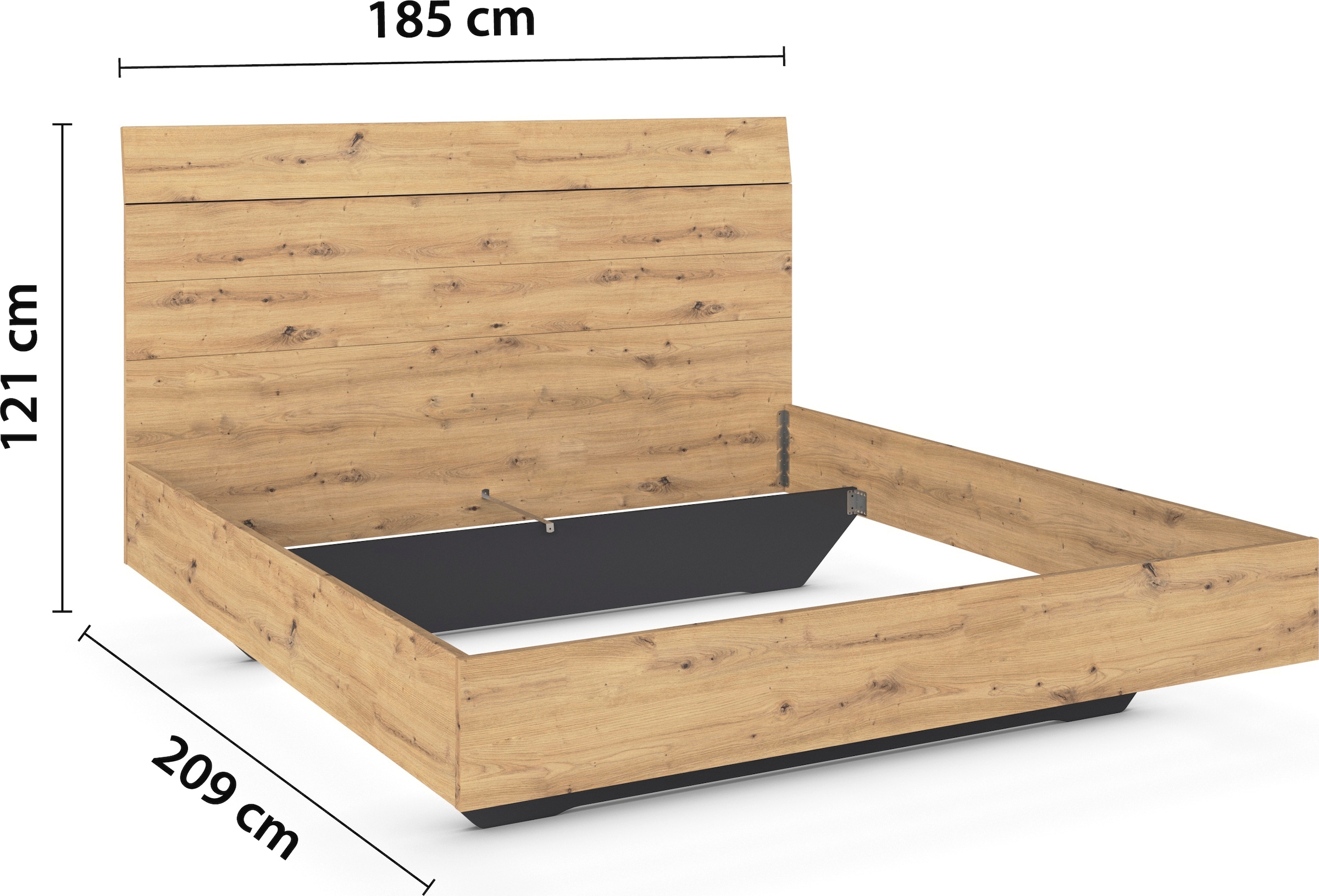 GOODproduct Futonbett »Bett Doppelbett Holzbett AGORDO« 180x200 cm,  mit hohem Kopfteil und schwebender Optik MADE IN GERMANY