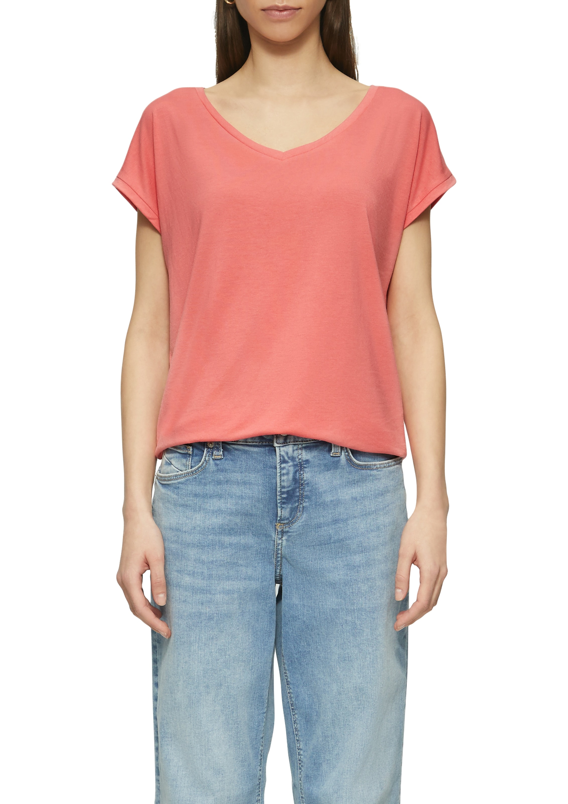 Image of QS T-Shirt mit V-Ausschnitt