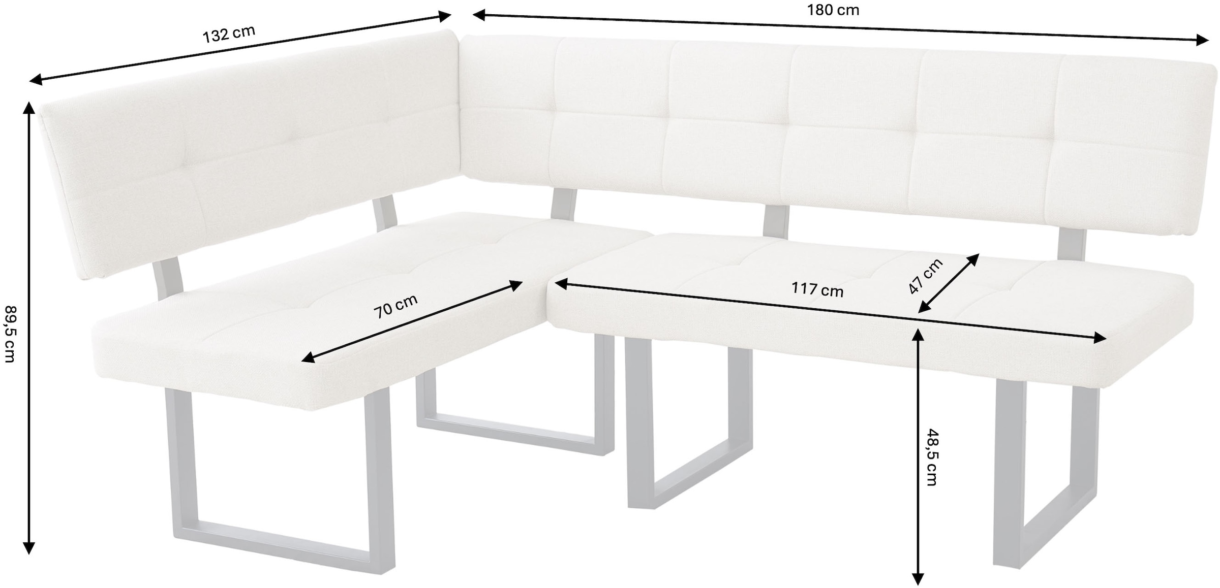 GOODproduct Ensemble de bancs d'angle »Alabama« Ensemble d'épargne, 4 tlg. Sitzgruppe mit Federkern, 2 Freischwingern und Sinterstein-Tisch