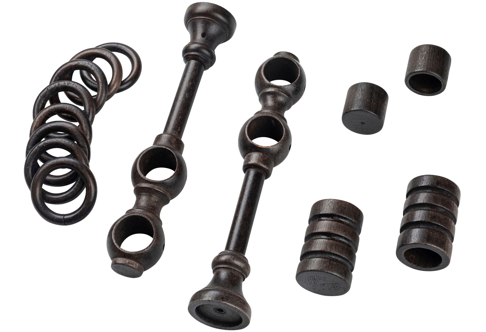 SN DECO GROUP Gardinenstange »Pisa« 2 läufig-läufig Fixmass 28 mm, Holz, verschiedene Längen und Farben, Komplettset