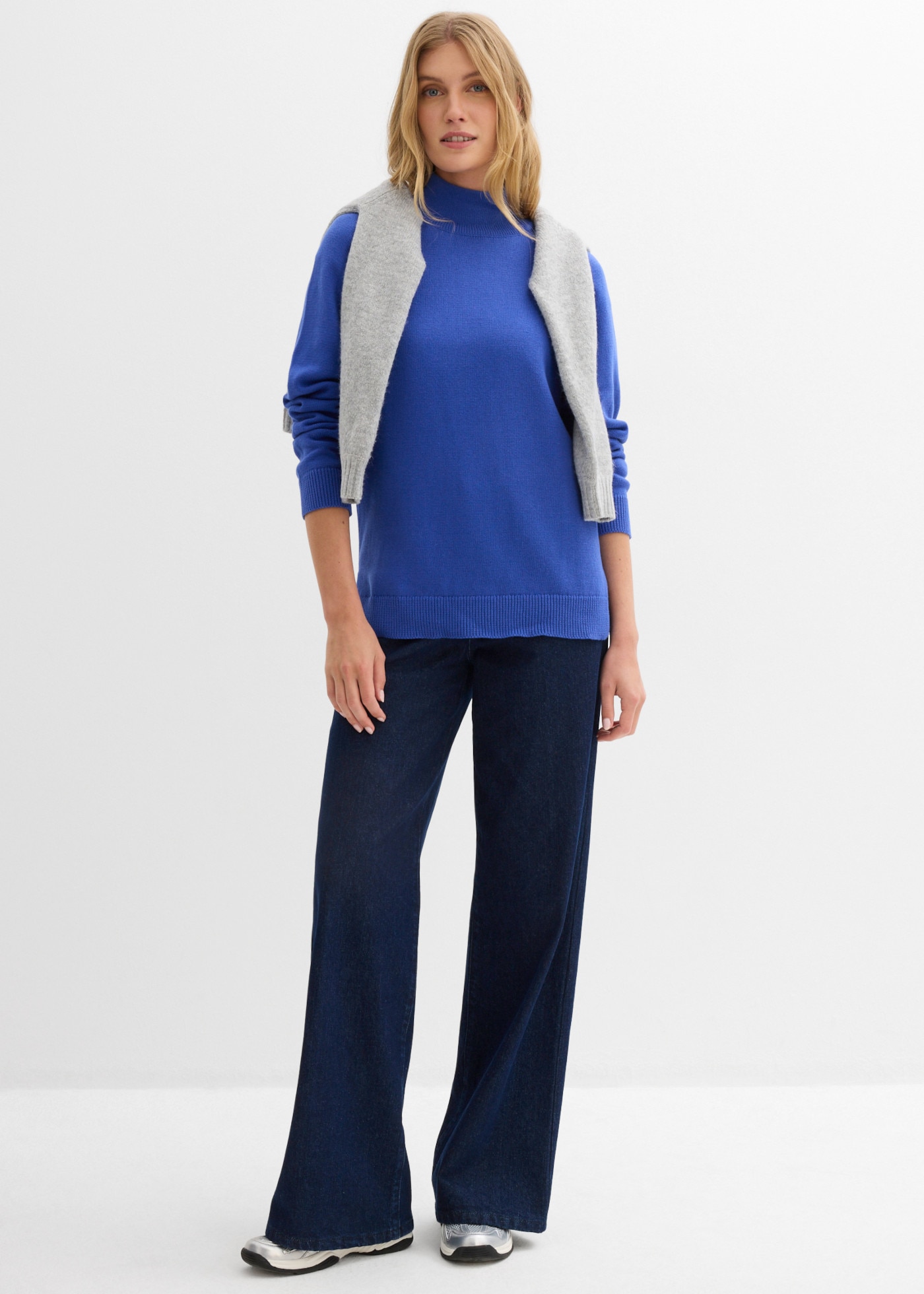 bonprix Rollkragenpullover bequeme Passform, mit Stehkragen, aus Baumwolle