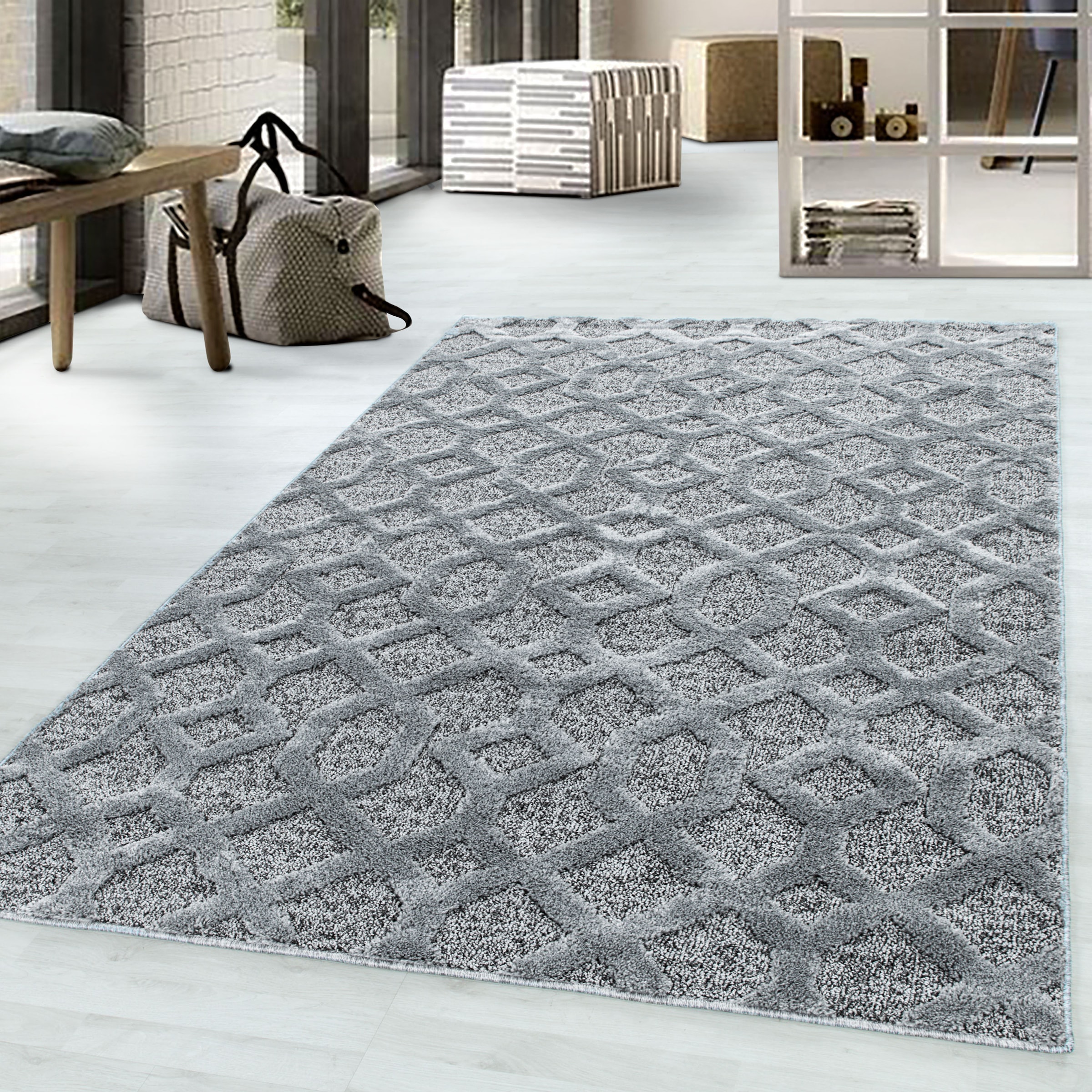 Image of Ayyildiz Teppiche Teppich "PISA 4702" rechteckig 20 mm Höhe als Läufer und rund erhältlich, Hoch Tief Struktur, Wohnzimmer