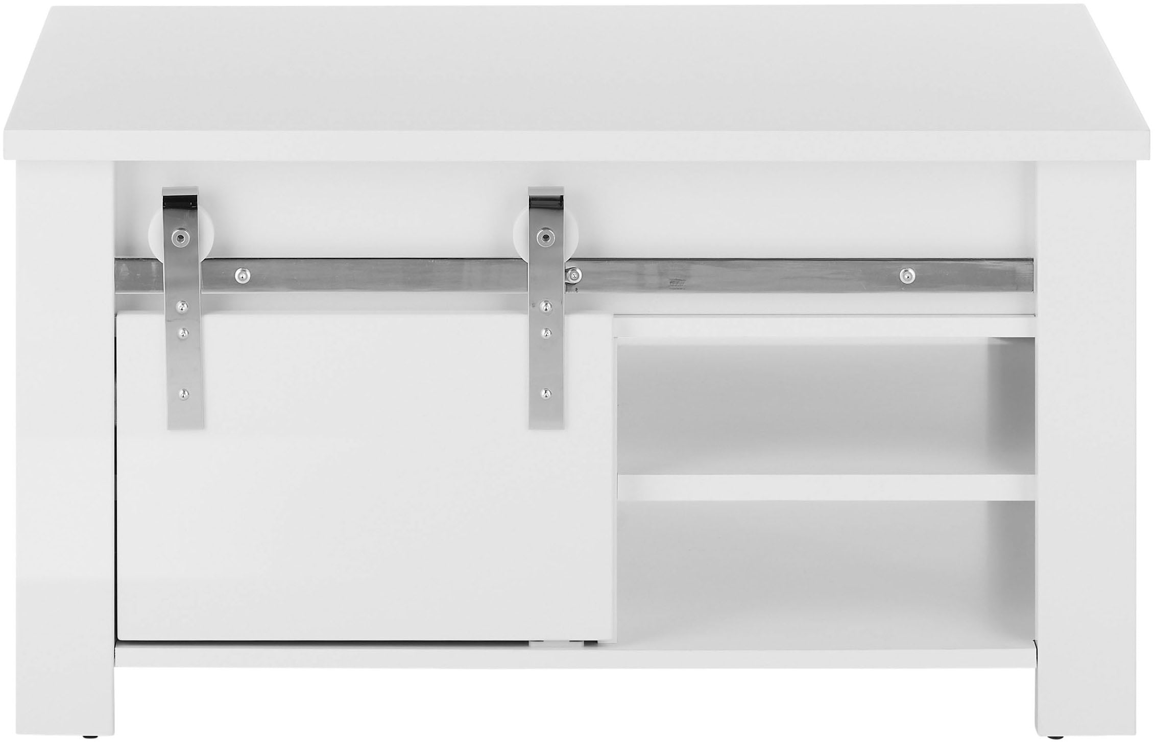 Home affaire Couchtisch »Daytona, Beistelltisch, Wohnzimmertisch, Sofatisch, Tisch« mit Schiebetürenbeschlag in Chrom-Optik, mit Fächern und Ablageböden