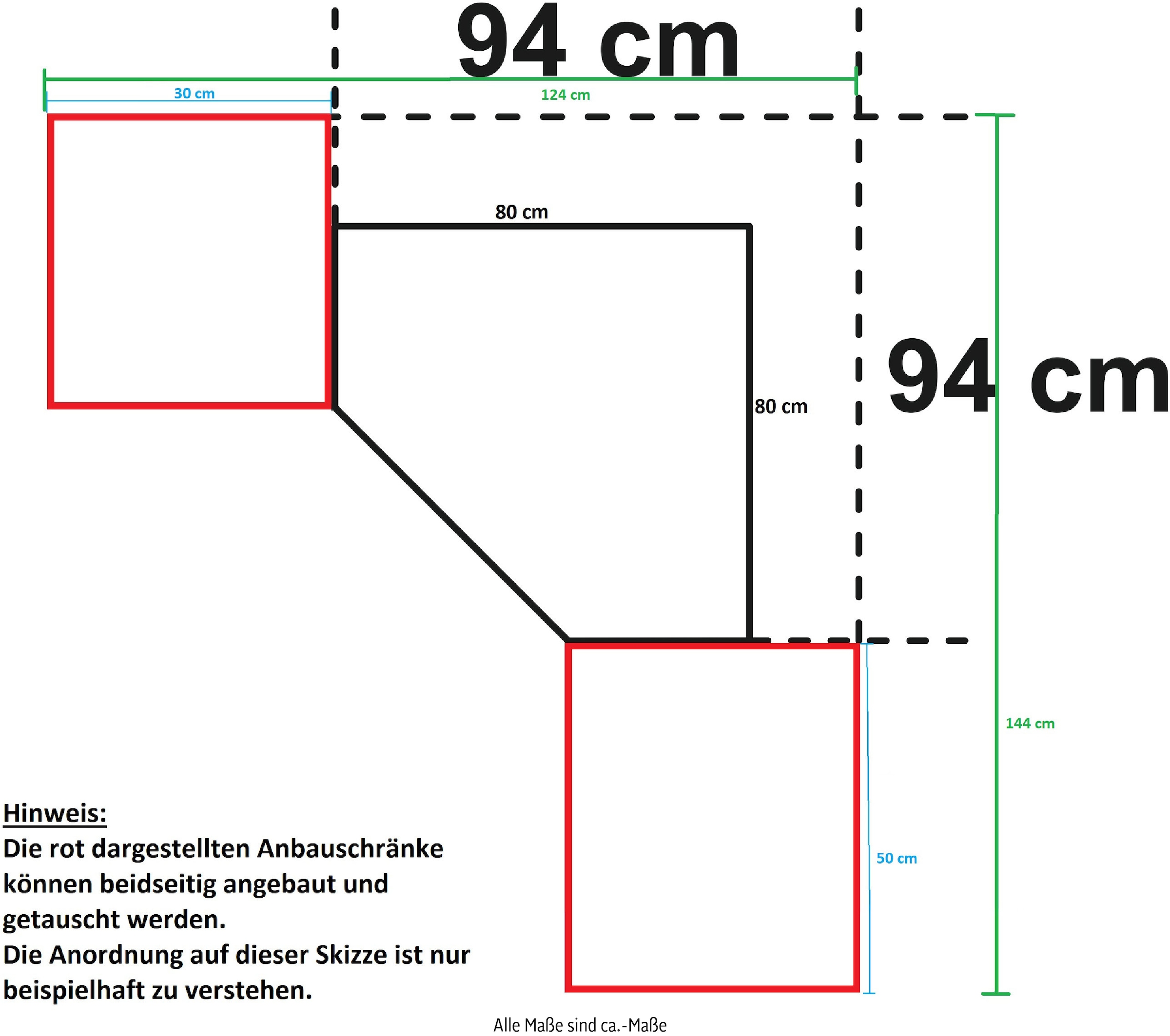 Wimex Schranksystem »Münster«, (Spar-Set, 3tlg: Eckschrank+ 2 Schränke 30cm und 50cm breit), Mehrzweckschrank