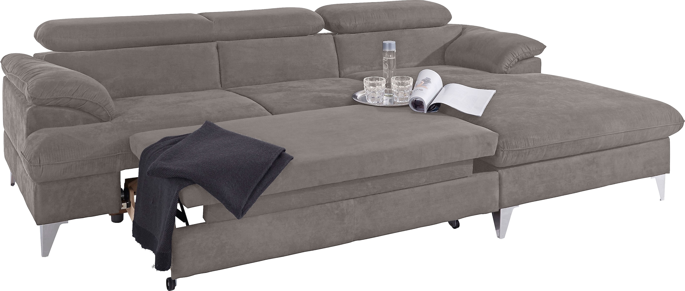 COTTA Polstergarnitur »Caluso«, (2 tlg.), Set: bestehend aus Ecksofa, Hocker, Ecksofa inkl. Kopfteilverstellung