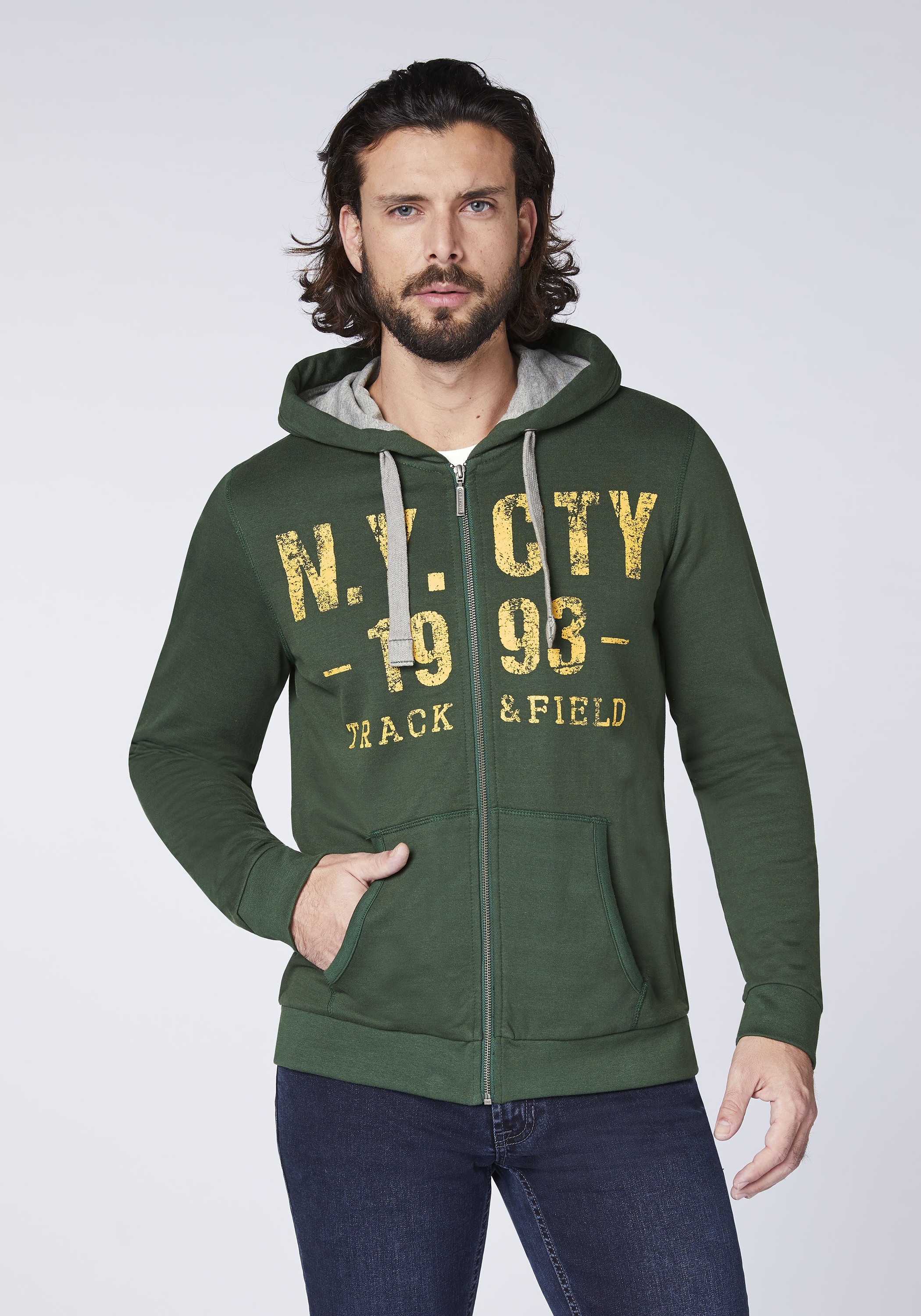 Sweatjacke »mit Frontprint«