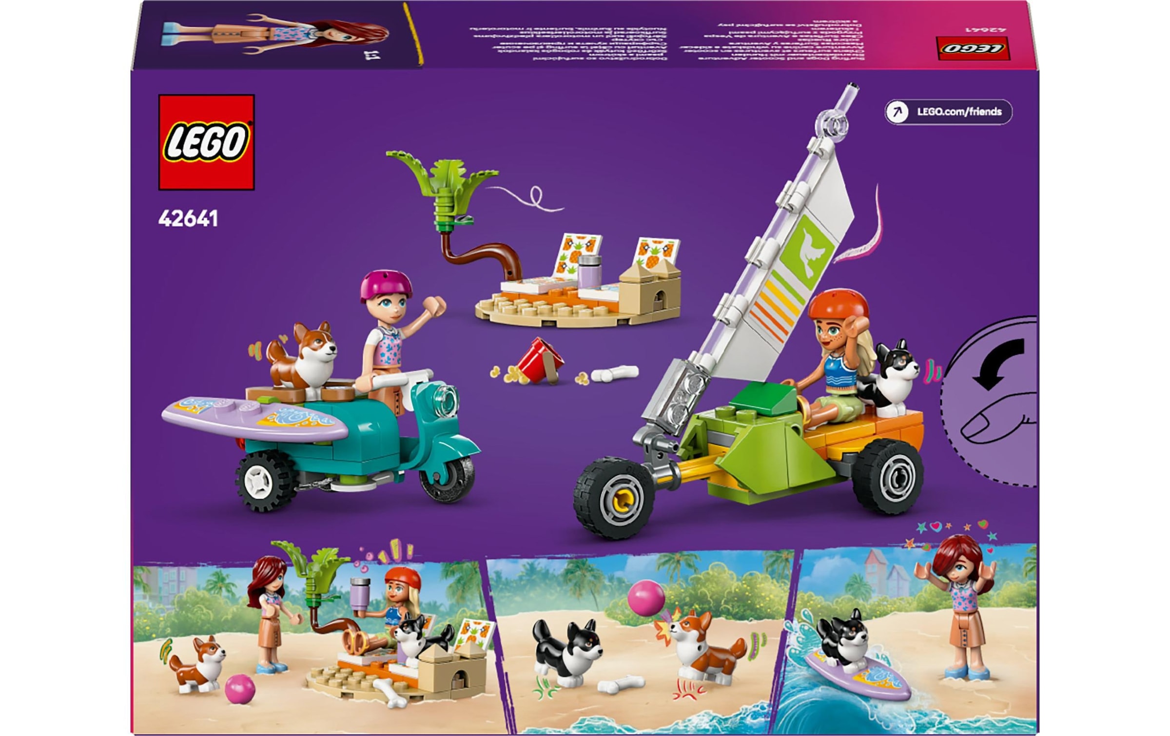 LEGO® Spielbausteine »Friends Strandabenteuer mit Hunden 42641«, (113 St.)