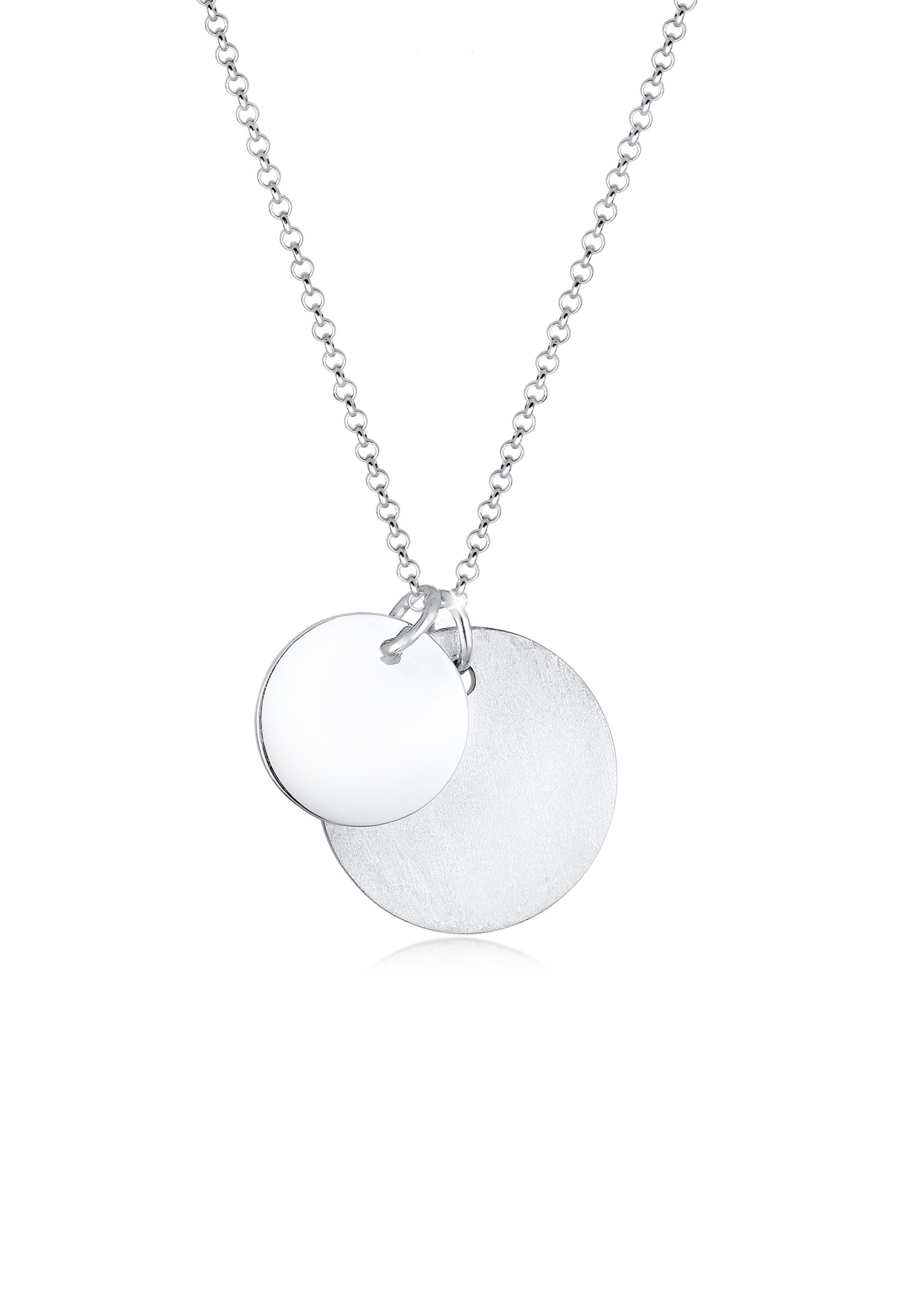 Image of Elli Kette mit Anhänger »Duo Erbskette Plättchen Kreis Brushed 925 Silberfarben« bei Ackermann Versand Schweiz