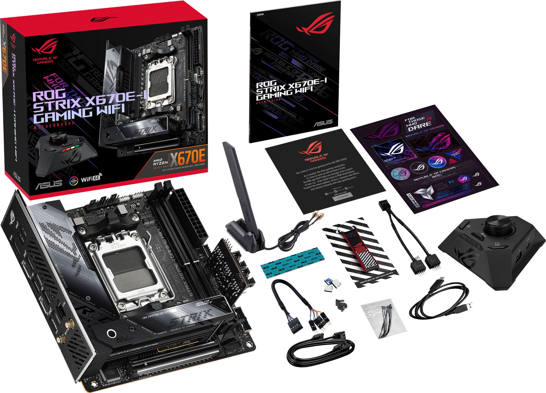 Asus Mainboard »ROG STRIX X670E-I GAMING WIFI«, Ryzen 7000, mini-ITX, DDR5 Speicher, 2x M.2, USB 3.2 Gen 2x2, PCIe 5.0