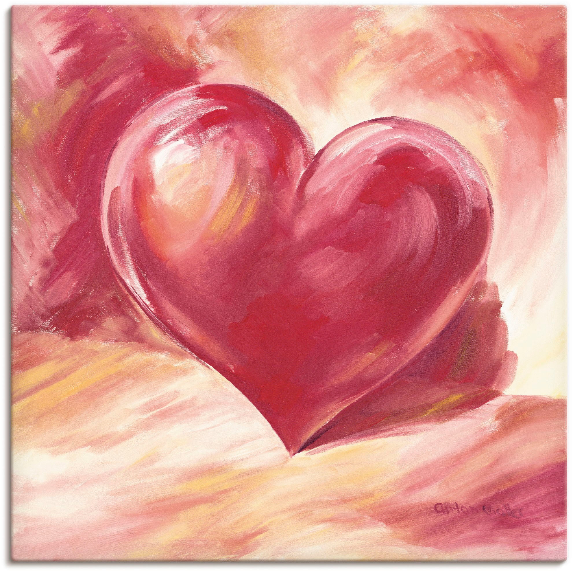 Image of Artland Wandbild "Rosa/rotes Herz" Herzen 1 Stk. tlg. als Leinwandbild, Poster in verschied. Grössen