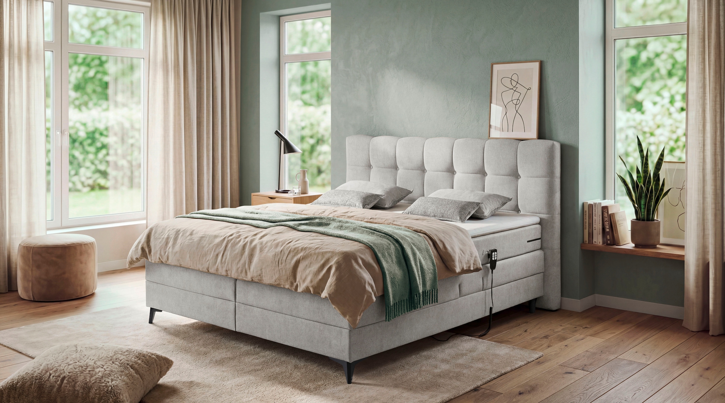 ED EXCITING DESIGN Lit boxspring »Atlas 180x200cm, elektrisch verstellbar« incl. surmatelas, matelas à 7 zones, réglable électriquement
