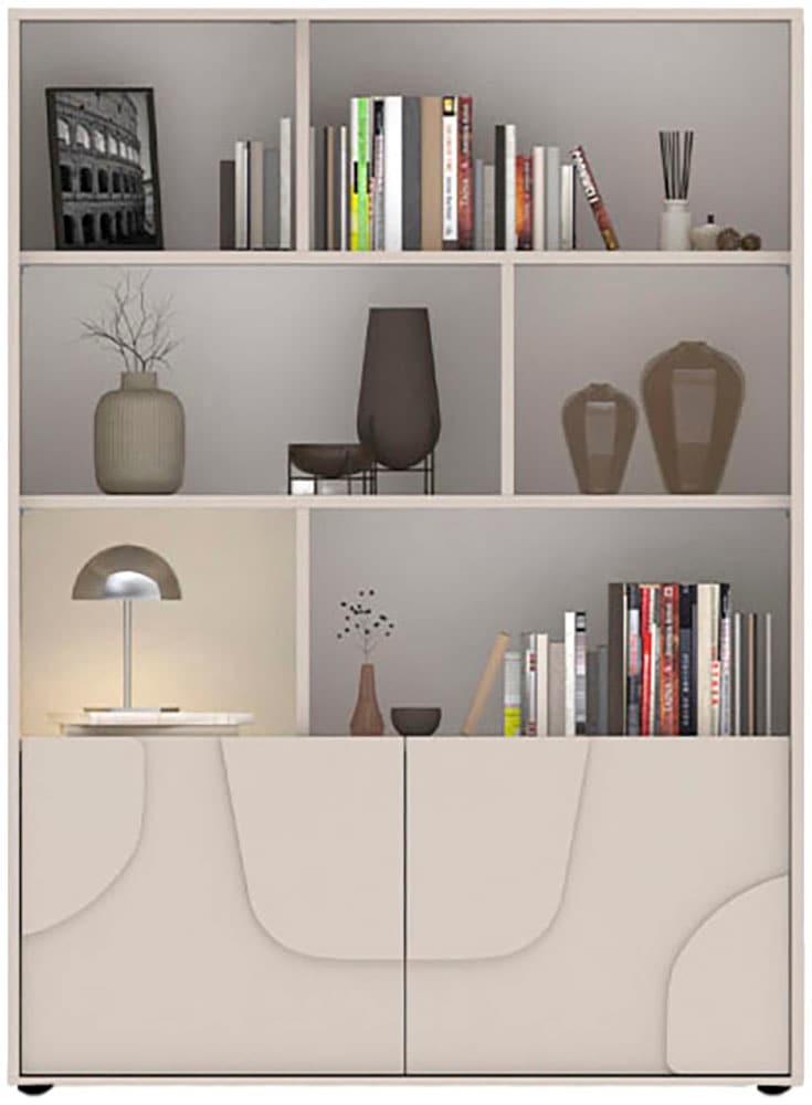 INOSIGN Buffet haut »Stone, H 155/141, B 105 cm, 2 Türen, 6 offene Fächer, Regal-Schrank« 3D-Design, Push-to-open, Stauraum dekorativ & praktisch, Füsse wählbar