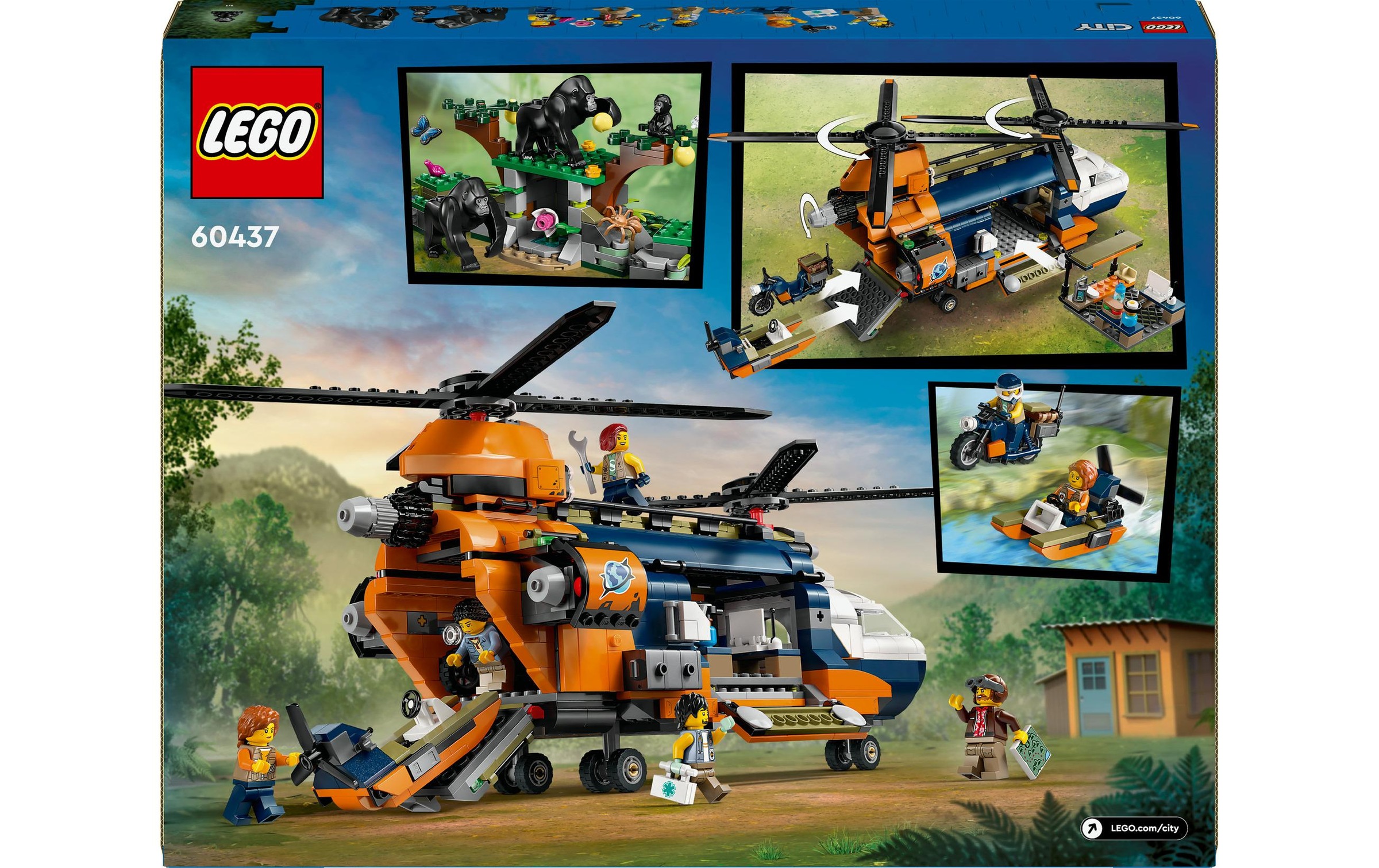 LEGO® Spielbausteine »City Dschungelforscher-Hubschrauber 60437«, (881 St.)