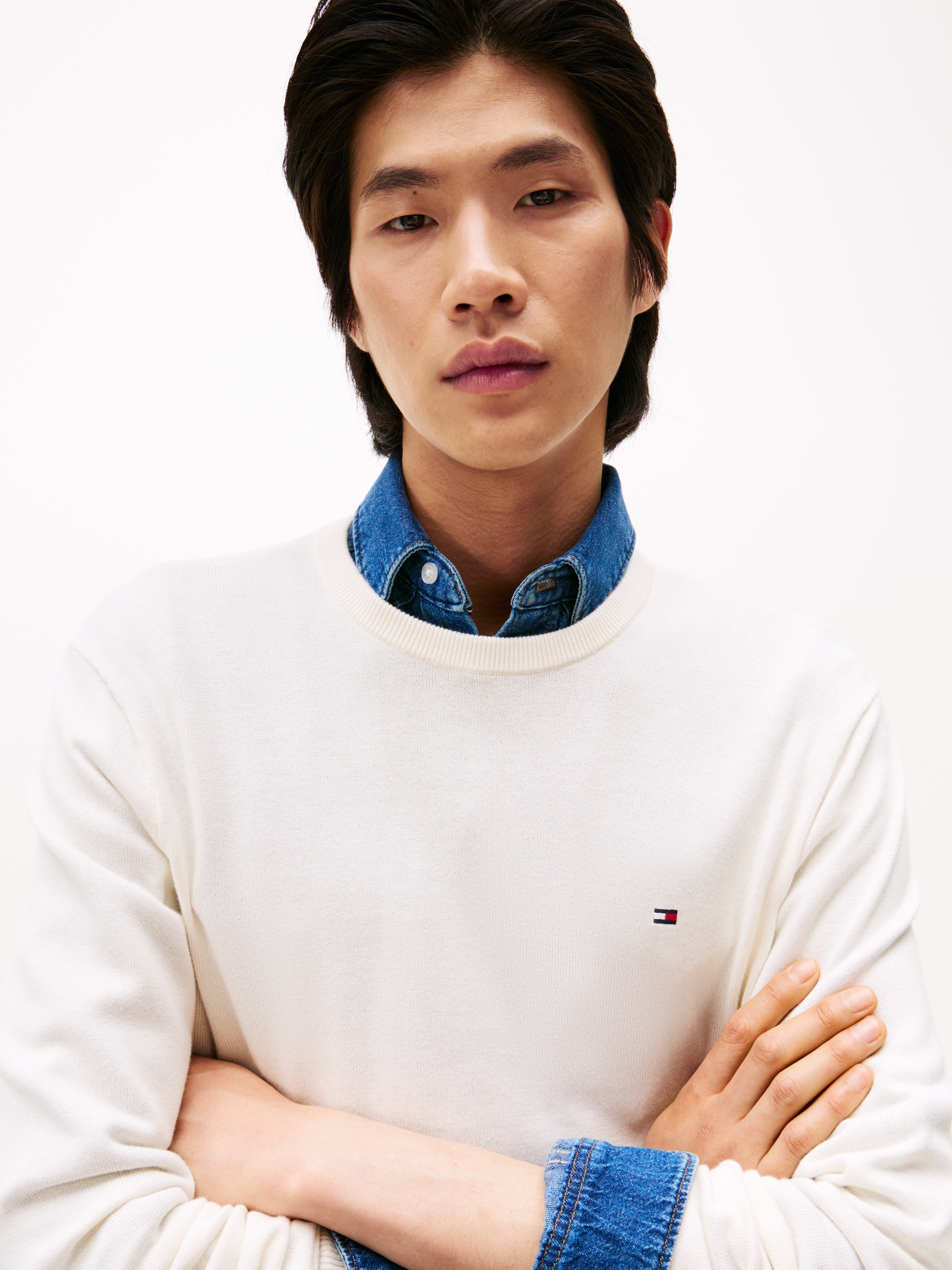 Tommy Hilfiger Rundhalspullover »ESSENTIAL COTTON« Crewneck Regular Fit Premium Mode