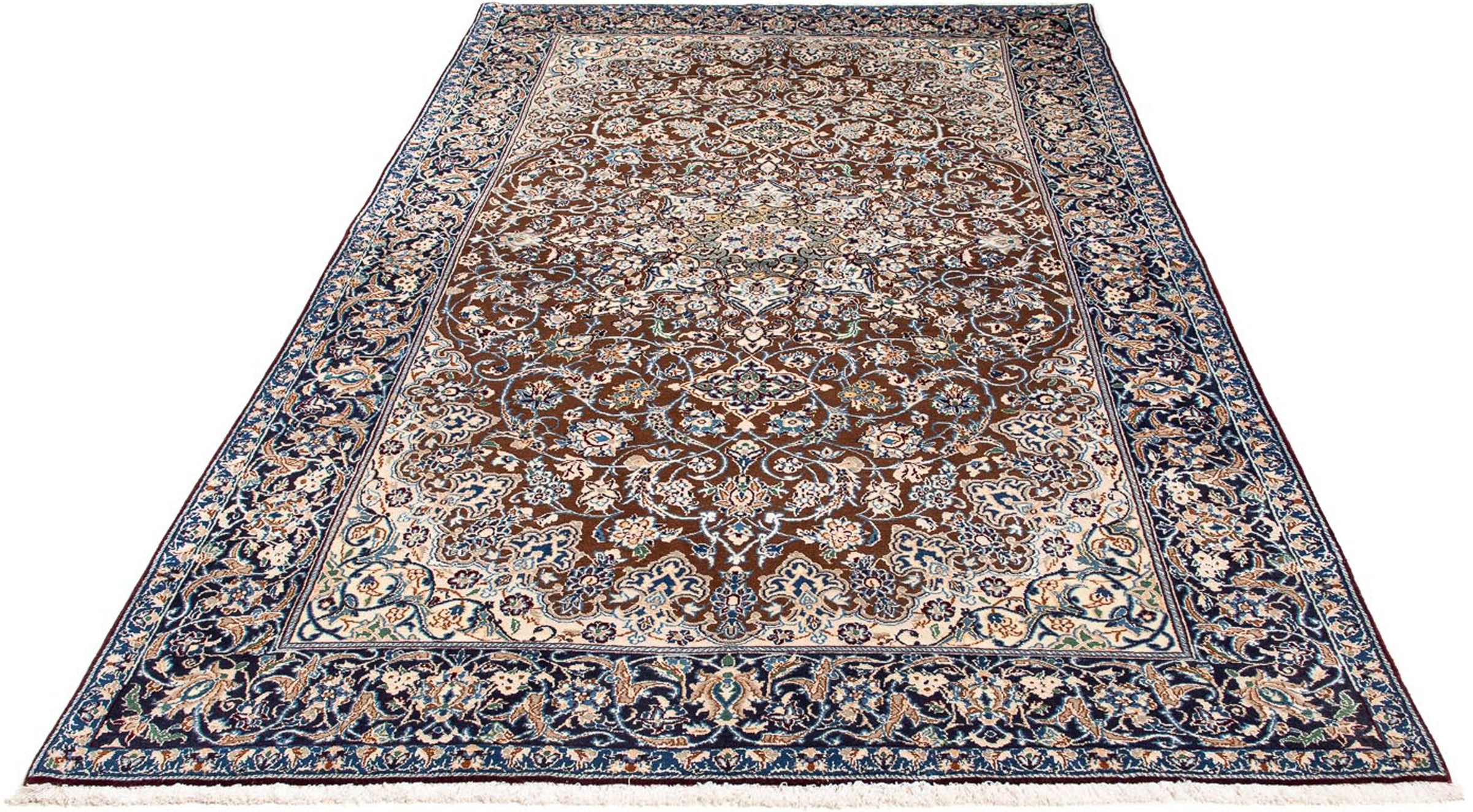 Image of morgenland Orientteppich »Perser - Nain - Royal - 253 x 150 cm - dunkelblau«, rechteckig, 10 mm Höhe, Wohnzimmer, Handgeknüpft, Einzelstück mit Zertifikat bei Ackermann Versand Schweiz