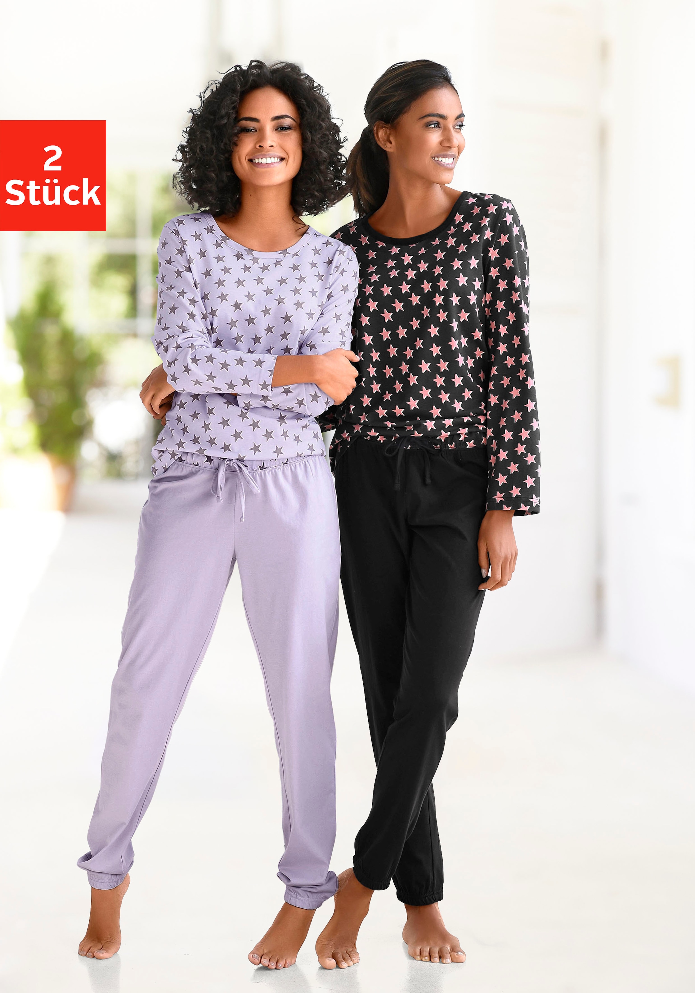 Image of Vivance Dreams Pyjama Packung, 2 Stück, 4 mit Sternenmuster