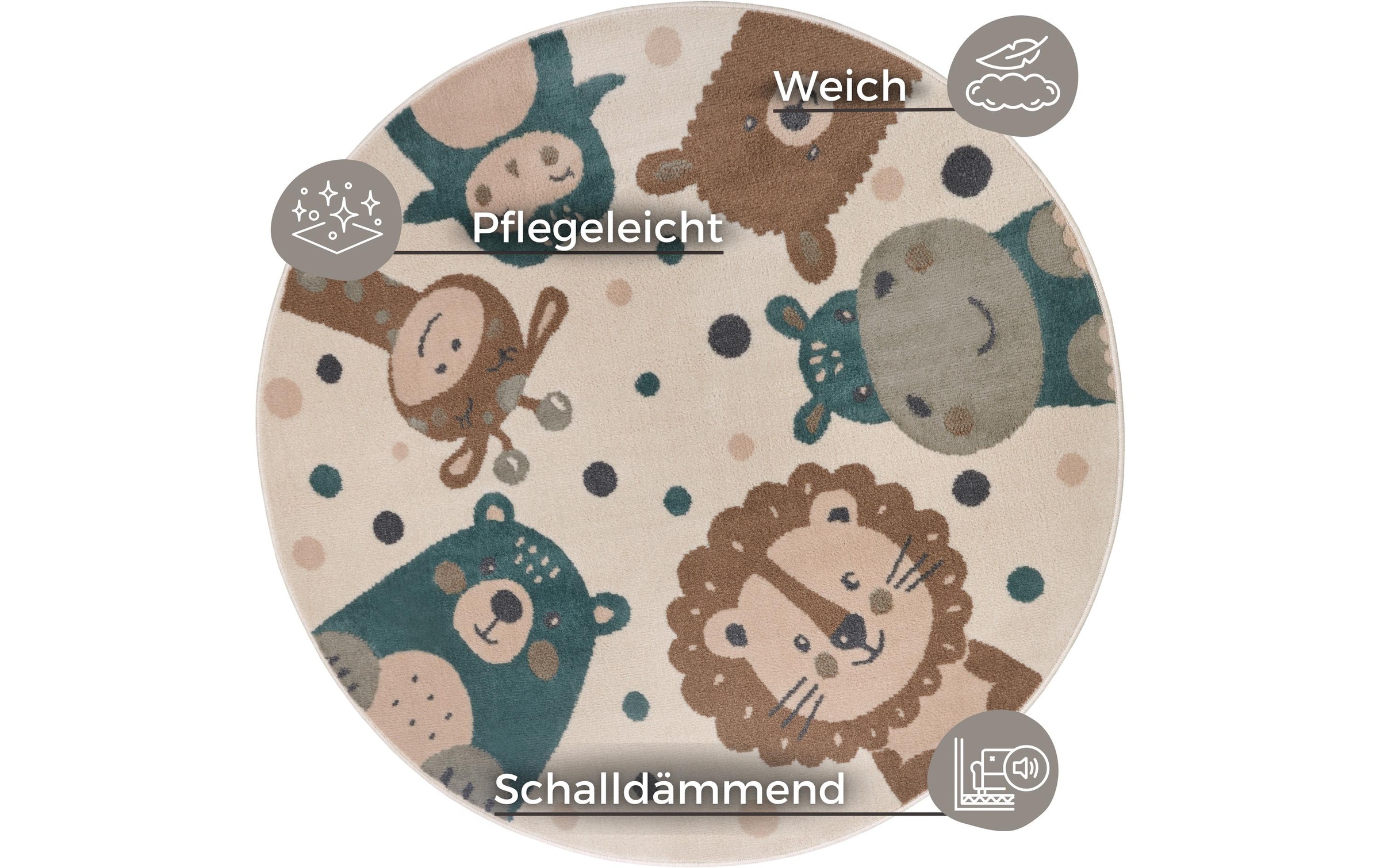 HANSE Home Kinderteppich »Animal Party Ø 100 cm«