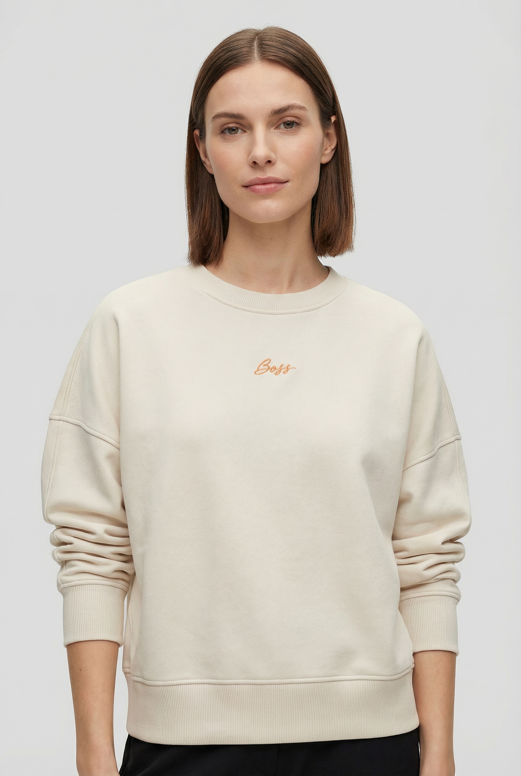 BOSS ORANGE Pull »Ever Premium Damenmode«, avec broderie logo, en coton
