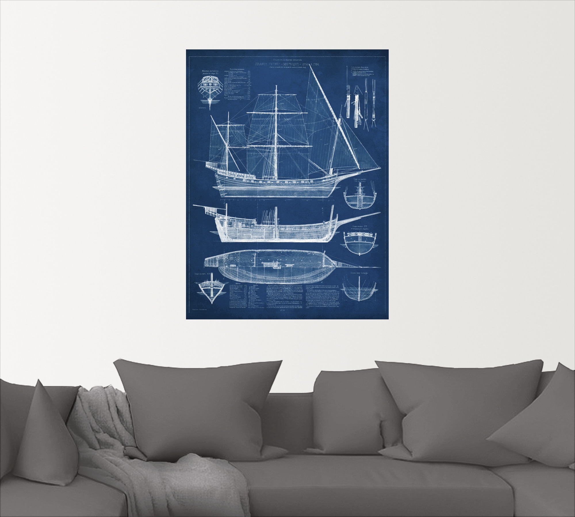 Artland Wandbild »Entwurf für ein Antikes Schiff I«, Boote & Schiffe, (1 St.), als Alubild, Outdoorbild, Wandaufkleber in verschied. Grössen