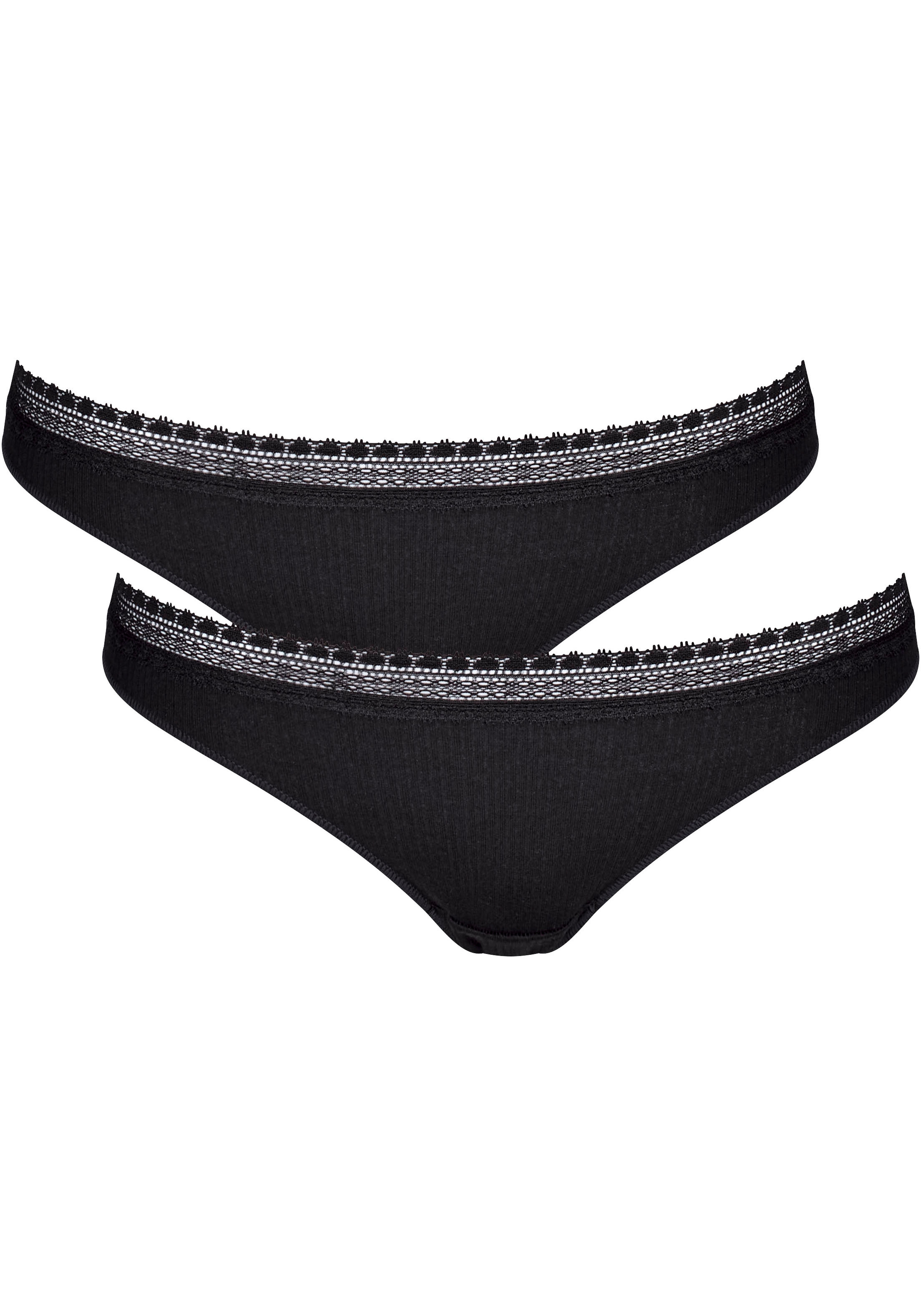 Image of sloggi Brasilslip "GO Ribbed" 2er Pack, Feinripp, Stretch-Spitze, bequem, weich, elastisch