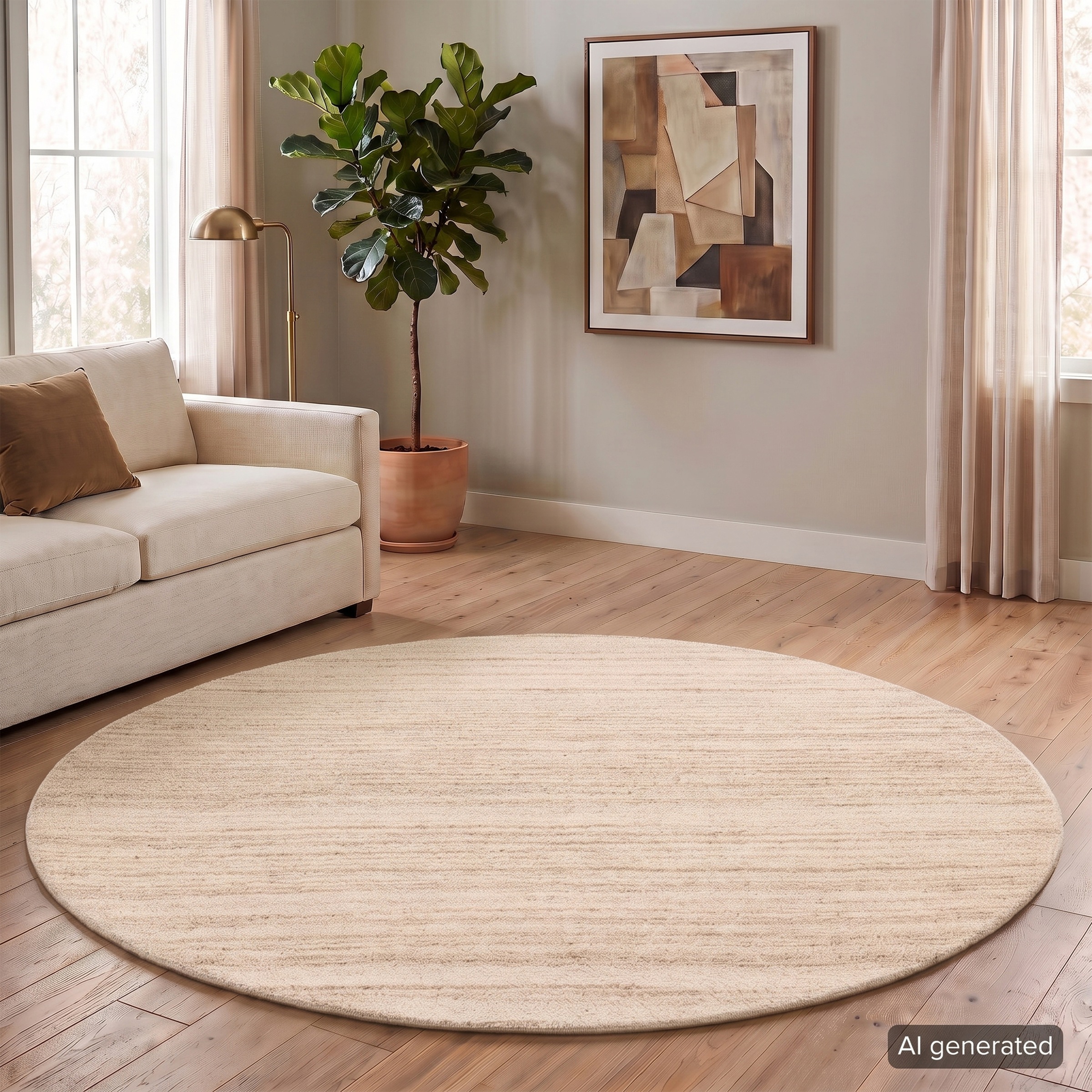 THEKO Tapis en laine »Janne, Berber Teppich,  Wolle, meliert, handgearbeitet« Rond 20 mm Höhe fait main, salon, chambre, salle à manger