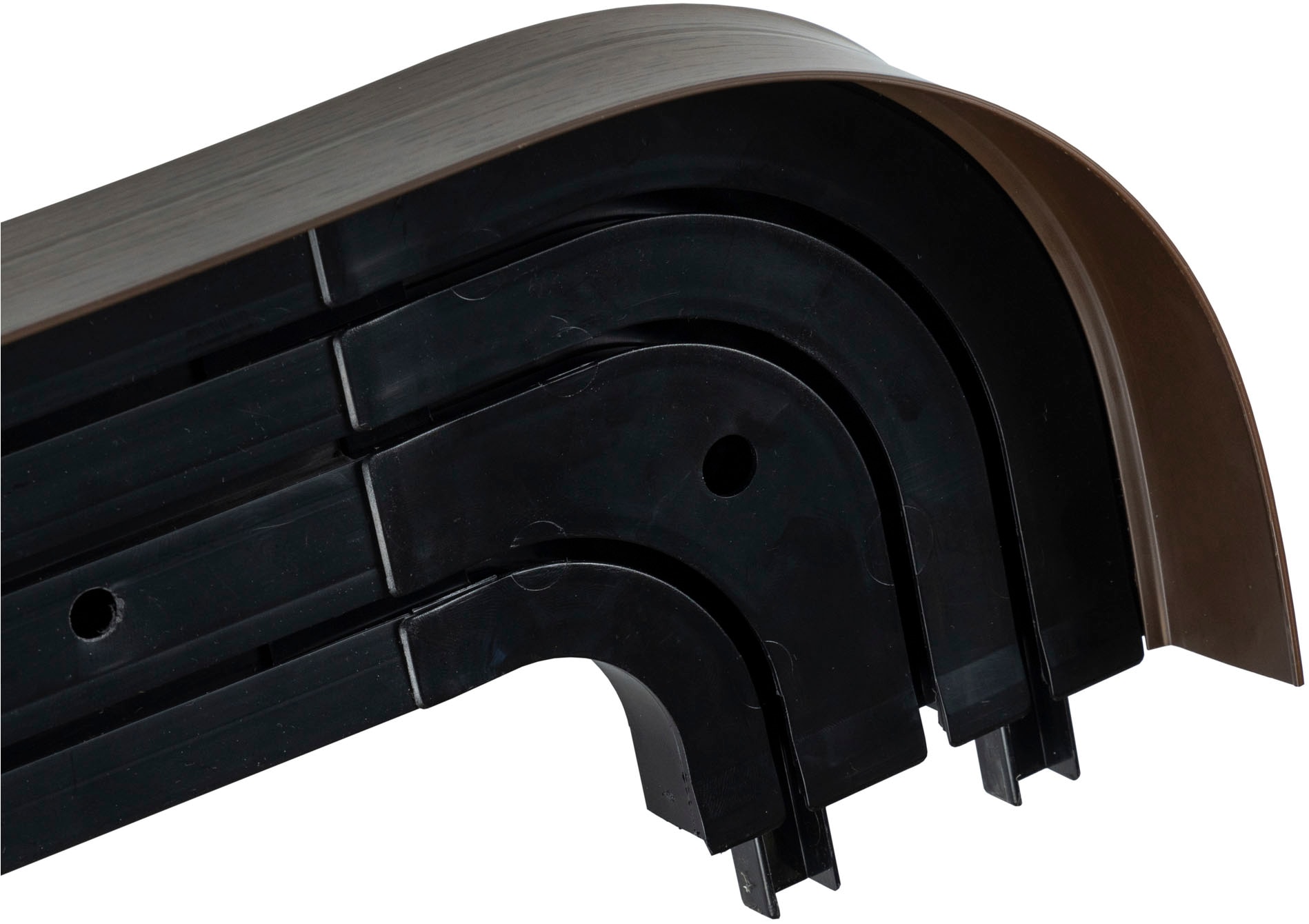 SN DECO GROUP Vorhangschiene »SH3«, 3 läufig-läufig, Fixmass, Set 3-läufig,inkl. Rundbögen, Blende 5 cm, vorgebohrt, Innenlauf