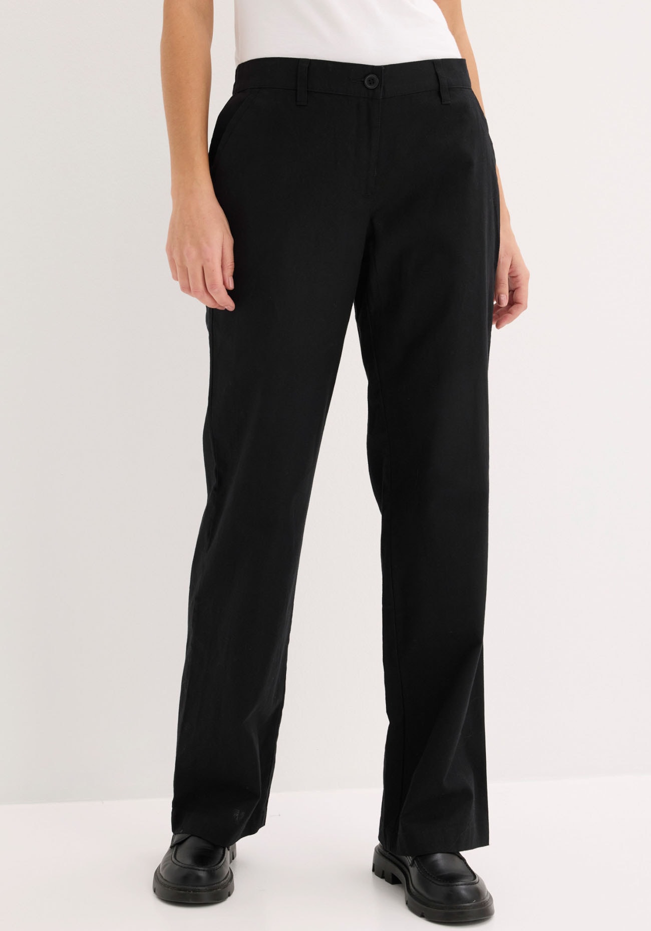 bonprix Pantalon en lin  aus Leinen-Baumwoll-Mix, Loose Fit, komfortable Leibhöhe