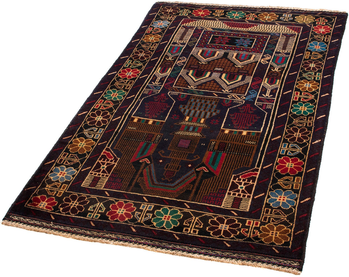 Image of morgenland Orientteppich »Belutsch - 126 x 80 cm - mehrfarbig«, rechteckig, 8 mm Höhe, Wohnzimmer, Handgeknüpft, Einzelstück mit Zertifikat bei Ackermann Versand Schweiz