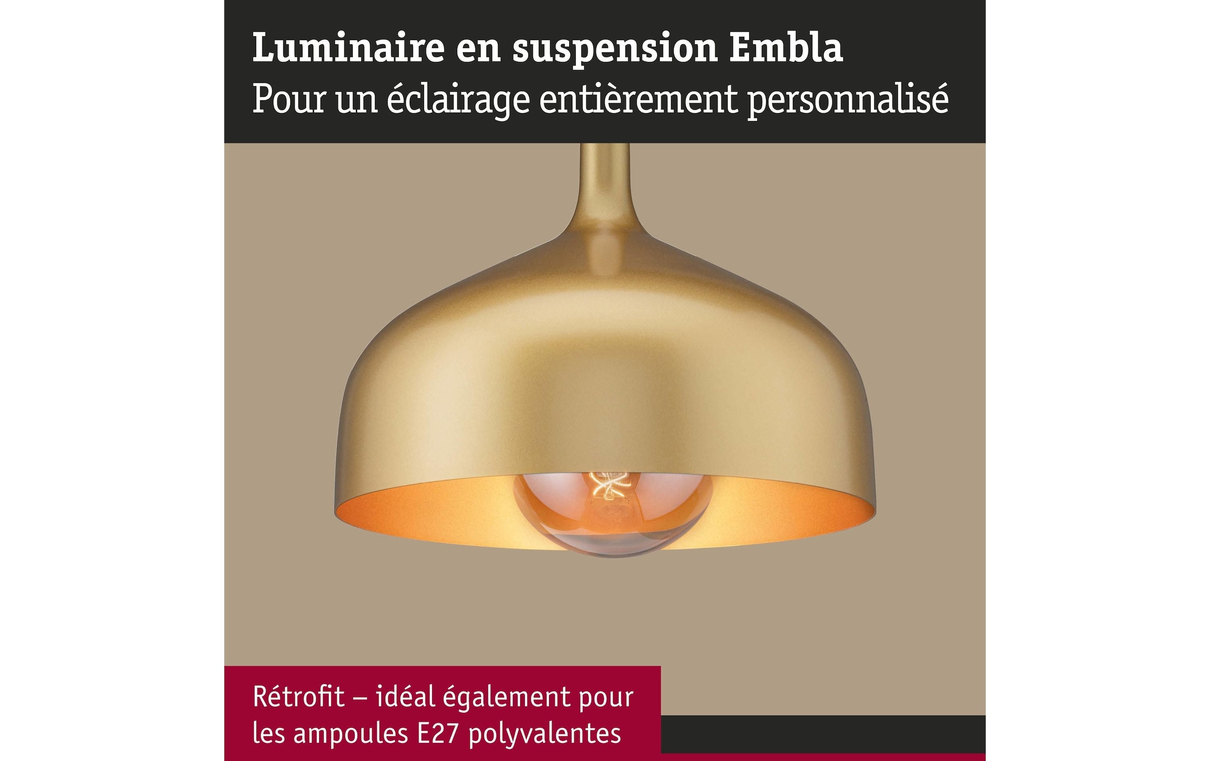 Paulmann Lampe suspendue »Pendelleuchte Embla II E27 Metall Metall«