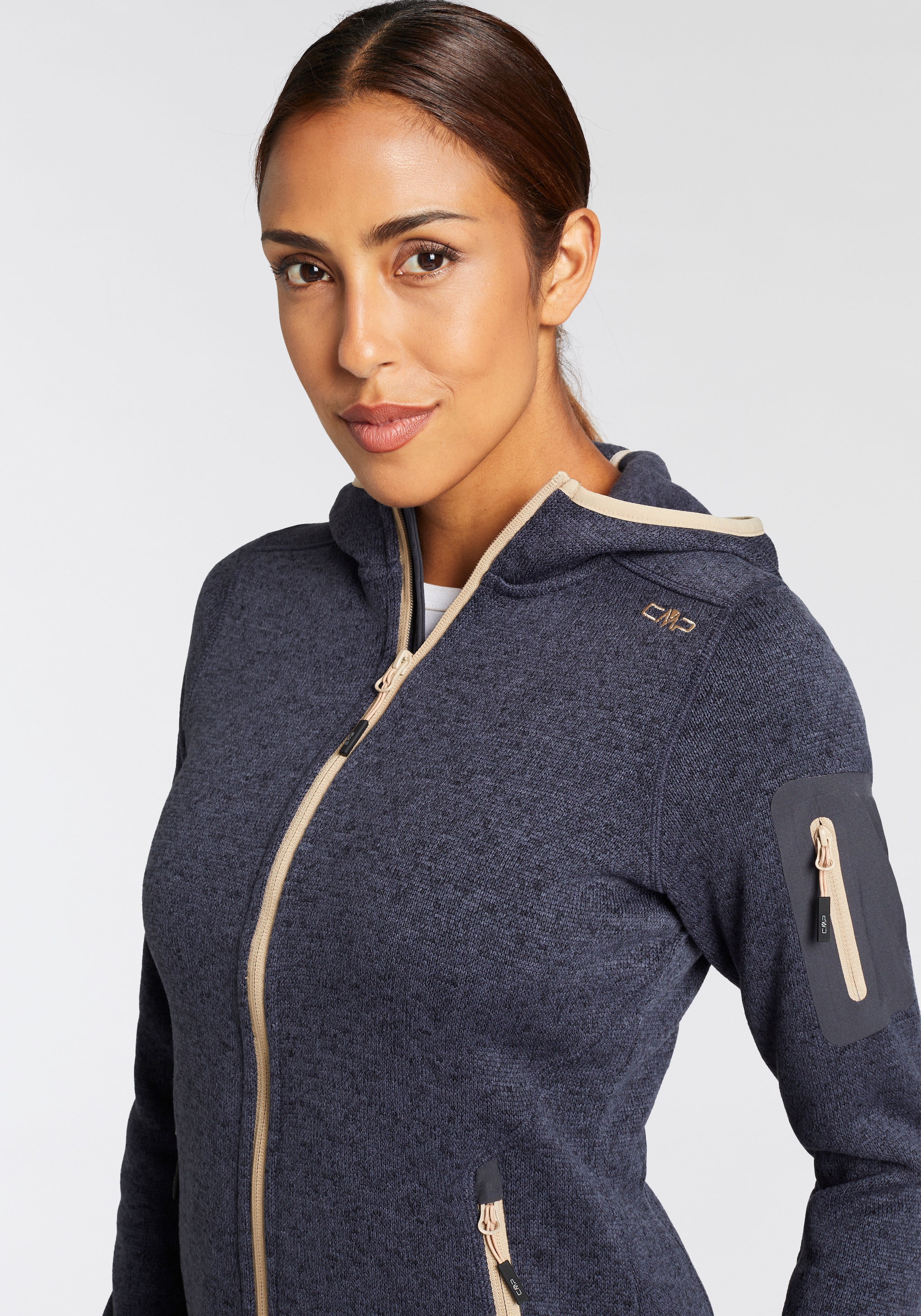 CMP Strickfleecejacke »KNITTED MELANGE HOODY WOMAN HOODY«, (1 St.), mit Kapuze, Wärmend und