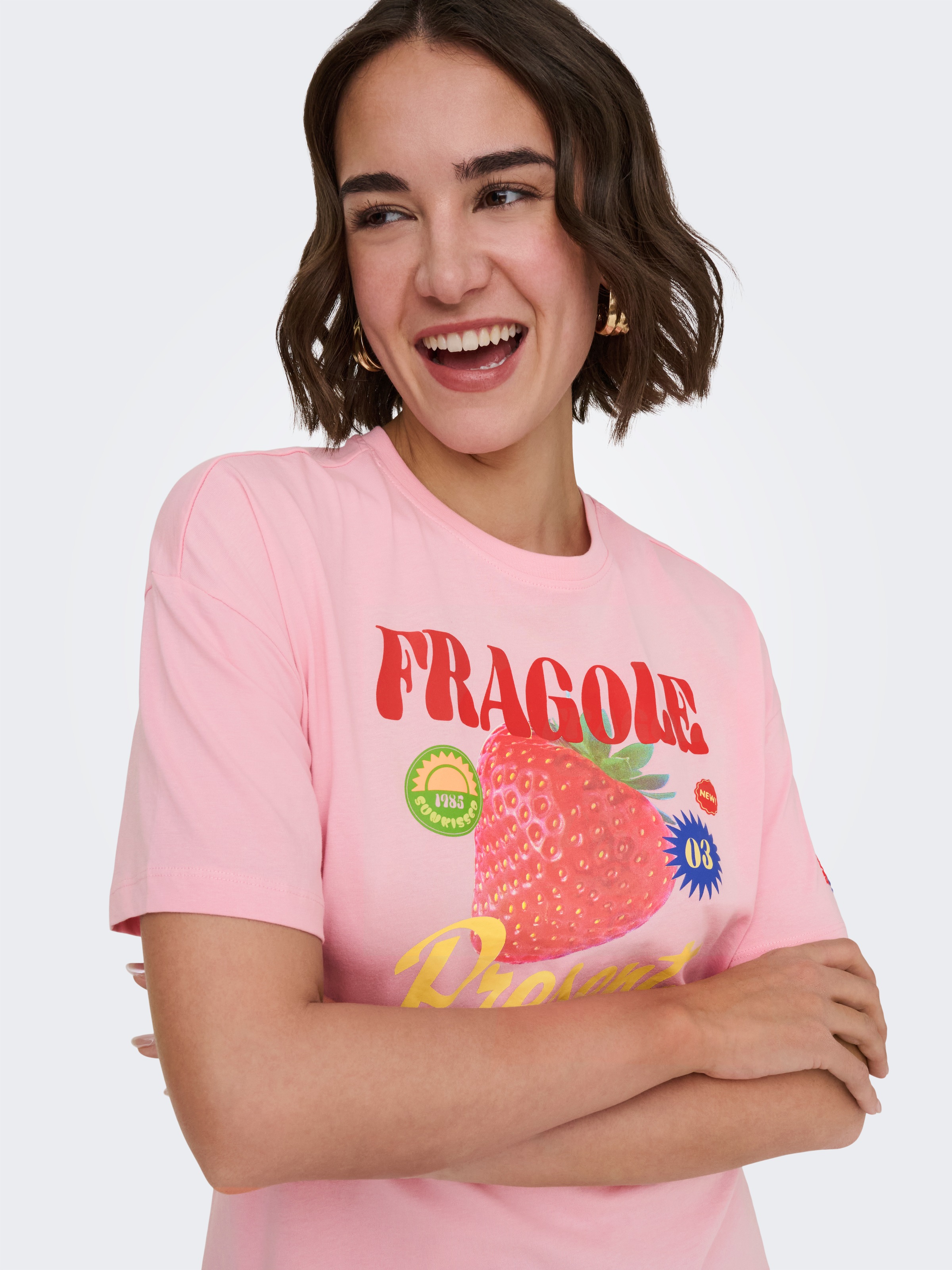ONLY Kurzarmshirt »ONLBOLETTE LIFE S/S TOP BOX CC JRS« mit auffälligem Print