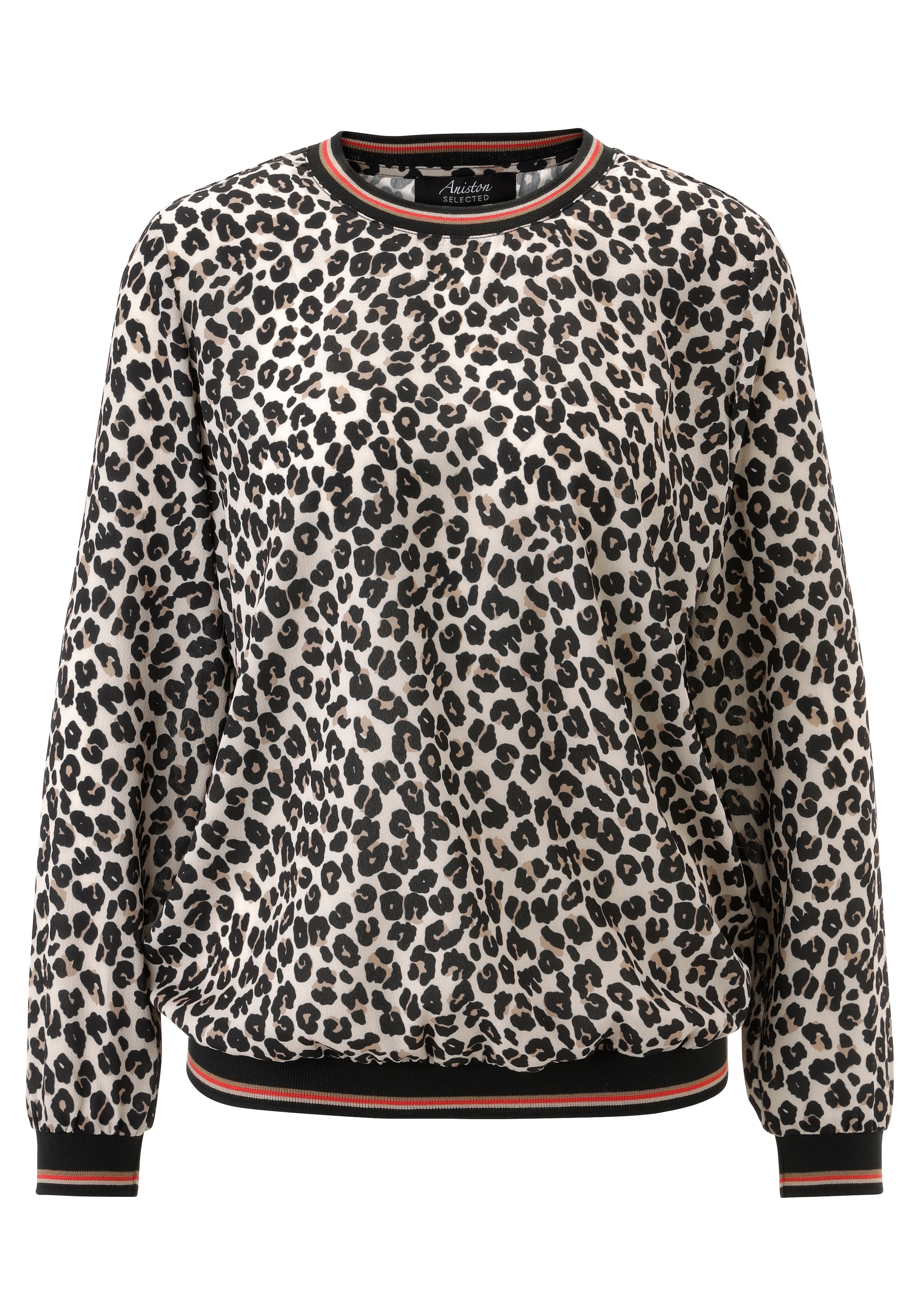 Aniston SELECTED Chemisier à chemise mit gestreiften Bündchen und Lepoarden-Print allover - NEUE KOLLEKTION