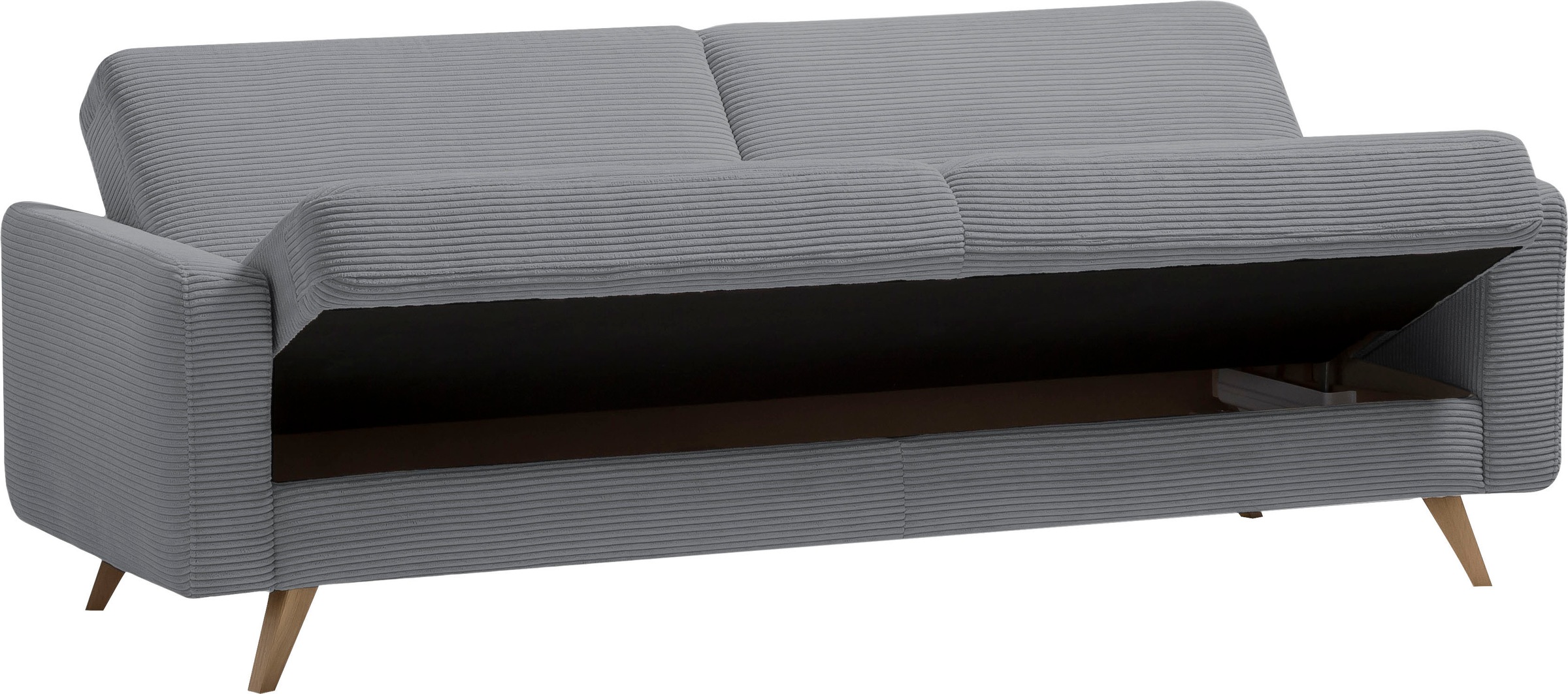 exxpo - sofa fashion 3-Sitzer »Samso, elegant und bequem, aktueller Cord Bezug, Kippcouch«, hochwertige Verarbeitung, Schlafsofa inkl. Bettfunktion und Bettkasten