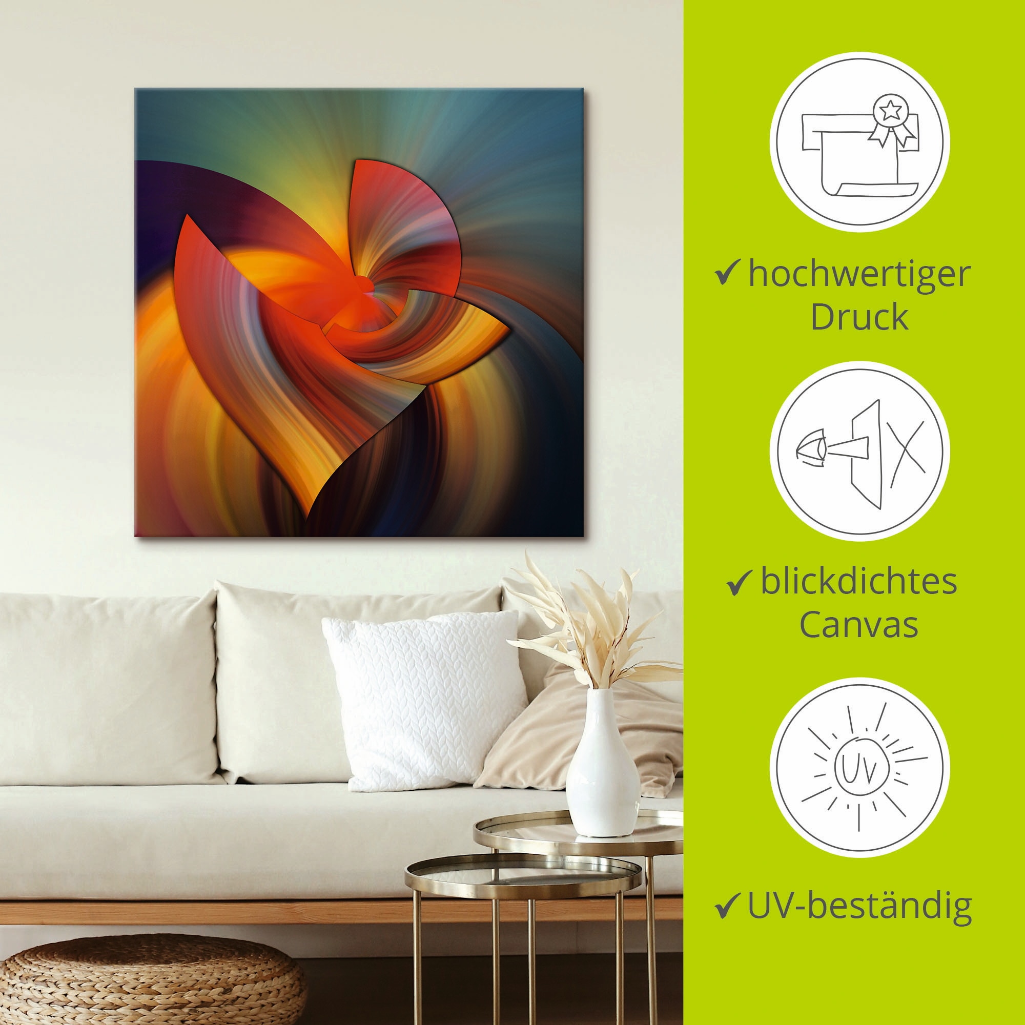 Artland Wandbild »Abstraktes in bunt«, Muster, (1 St.), als Leinwandbild, Poster, Wandaufkleber in verschied. Grössen