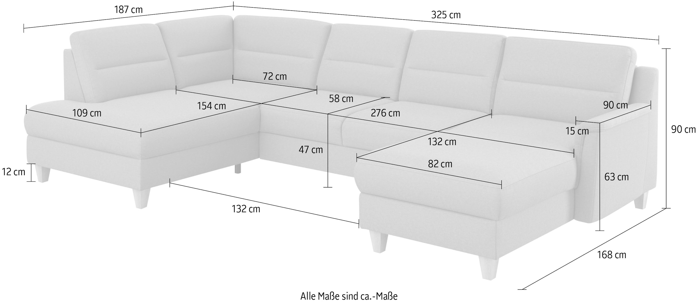 sit&more Wohnlandschaft »Farö U-Form«, inklusive Federkern, wahlweise mit Bettfunktion und Bettkasten