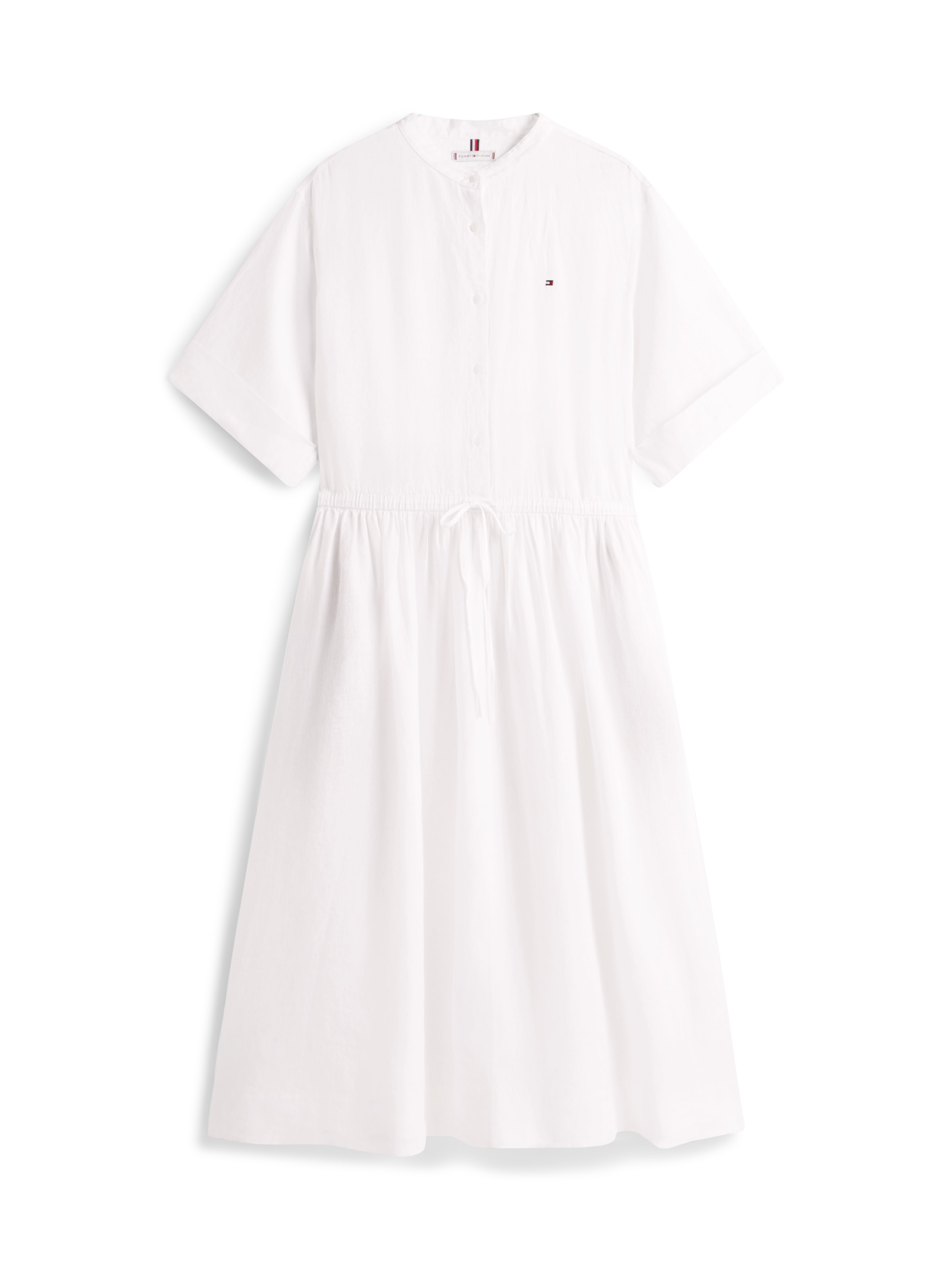Tommy Hilfiger Curve Robe midi »CRV LINEN MIDI SHIRT DRESS SS« in grossen Grössen, Taille mit Bindeband