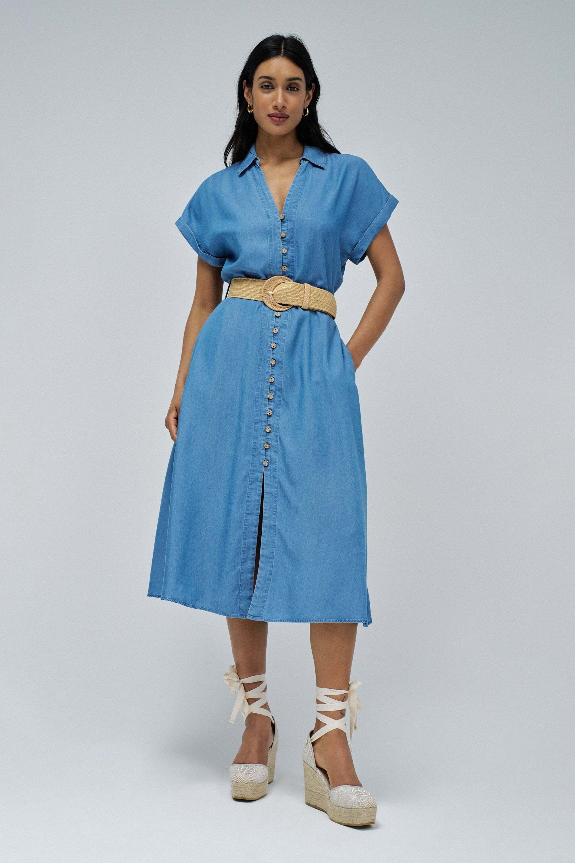Salsa Midikleid »Salsa Jeans Midikleid Lightdenim Dress With Belt«