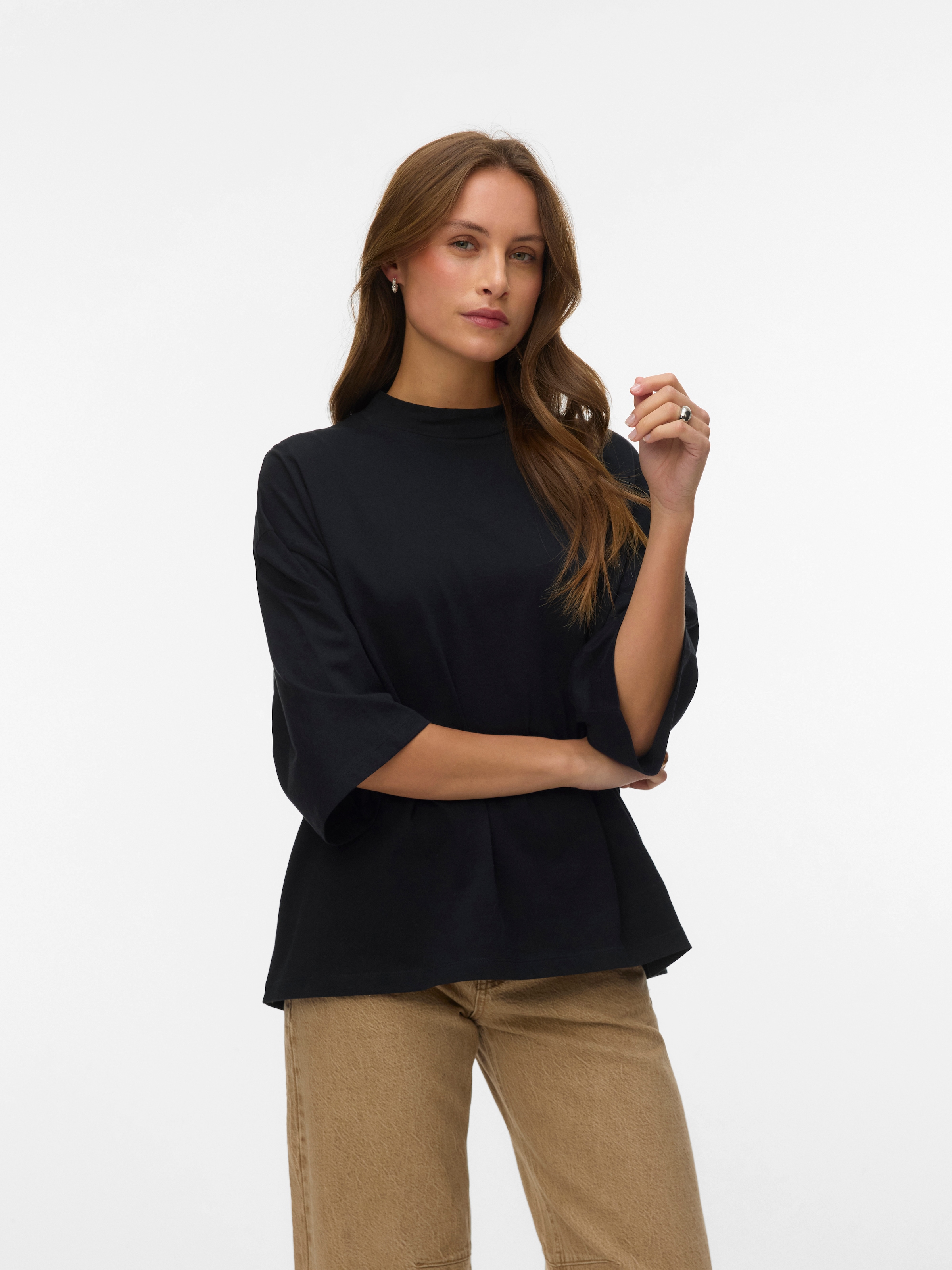 Image of Vero Moda Kurzarmshirt "VMMOLLY 3/4 TOP JRS NOOS" Baumwolle, loose fit