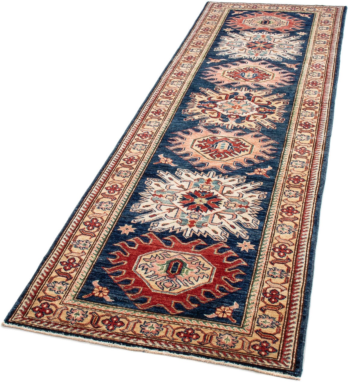 Image of morgenland Orientteppich »Ziegler - Kazak - 252 x 77 cm - dunkelblau«, rechteckig, 6 mm Höhe, Wohnzimmer, Handgeknüpft, Einzelstück mit Zertifikat bei Ackermann Versand Schweiz