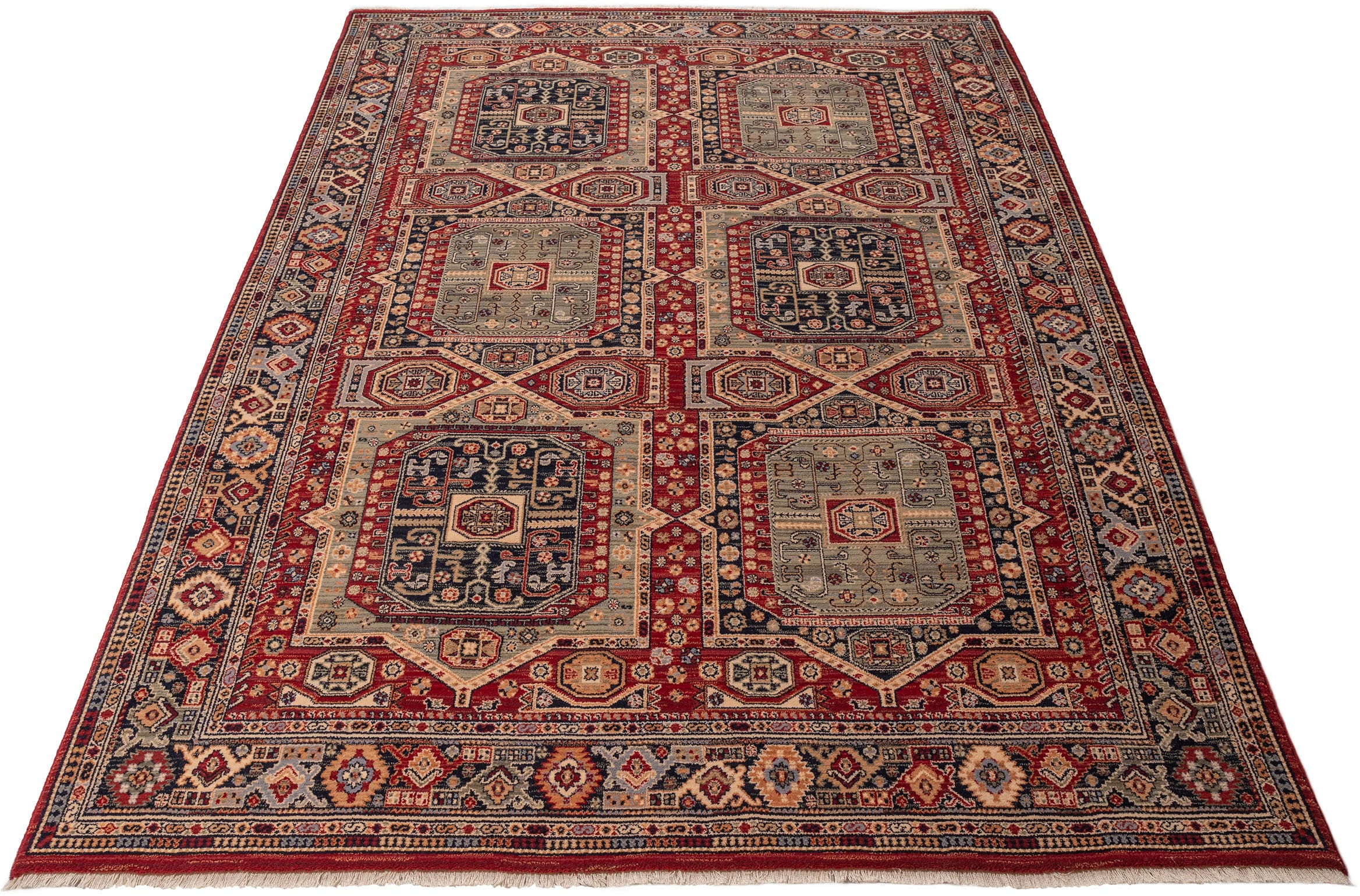 Image of THEKO Wollteppich "Saharna 7275" rechteckig 10 mm Höhe reine Wolle, Orient-Optik, mit Fransen