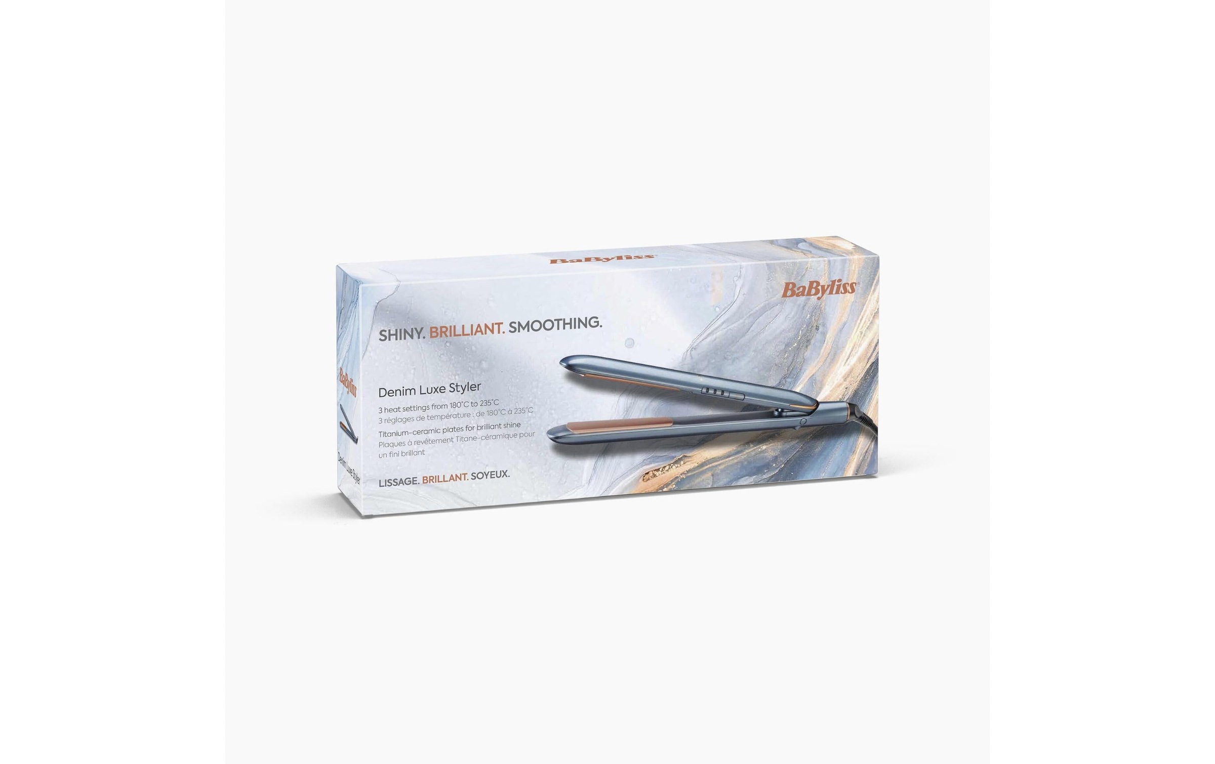 Image of BaByliss Glätteisen "BaByliss Denim Luxe Glätteisen mit Titan-Keramikplatten, ST251PE" 3 Temperaturstufen bis 235 C, schnelles Aufheizen, 25 mm Platten