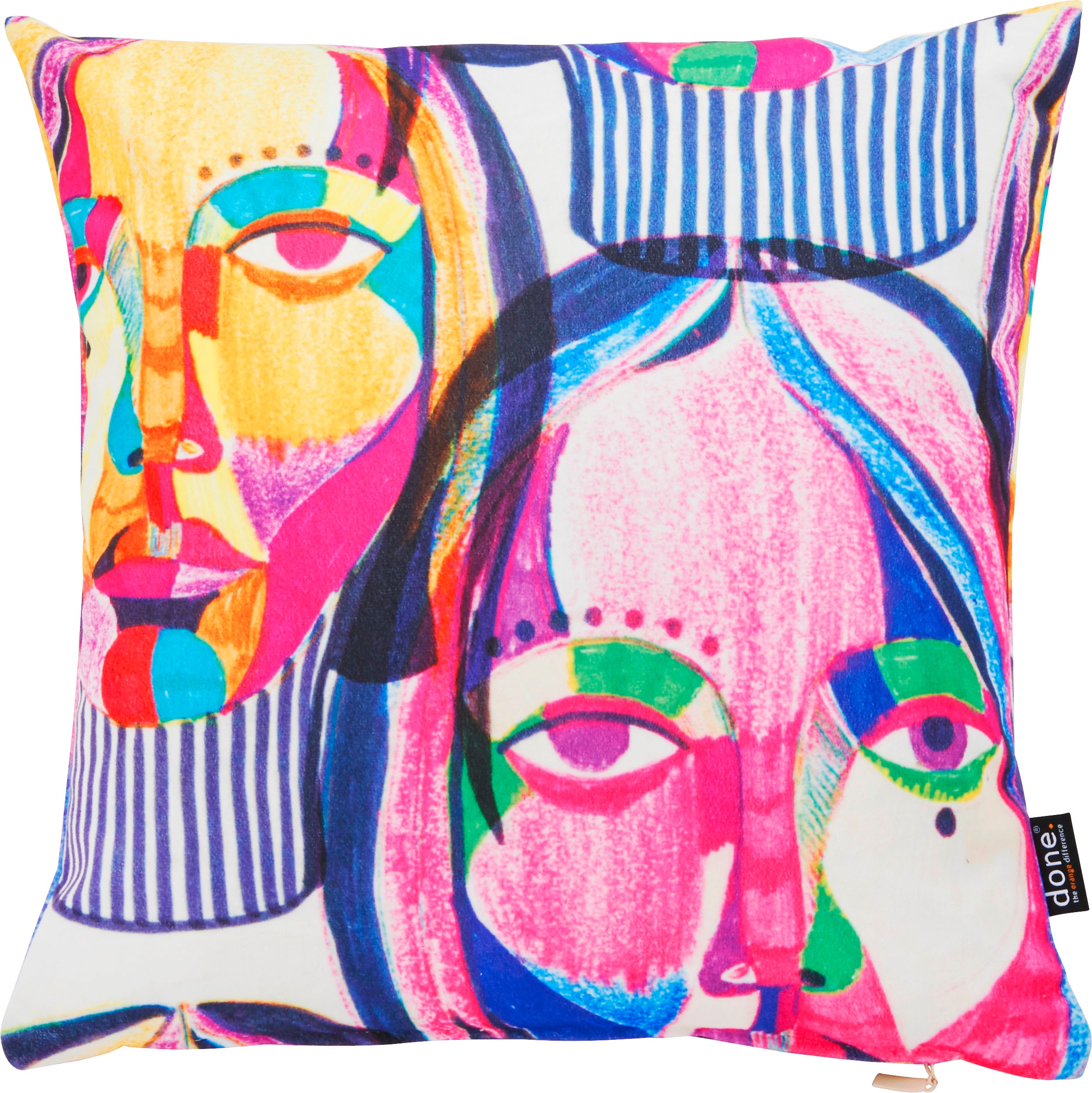 Image of done. Dekokissen "Velour Print Women Faces" Beidseitig bedruckte Kissenhüle ohne Füllung, 1 Stück