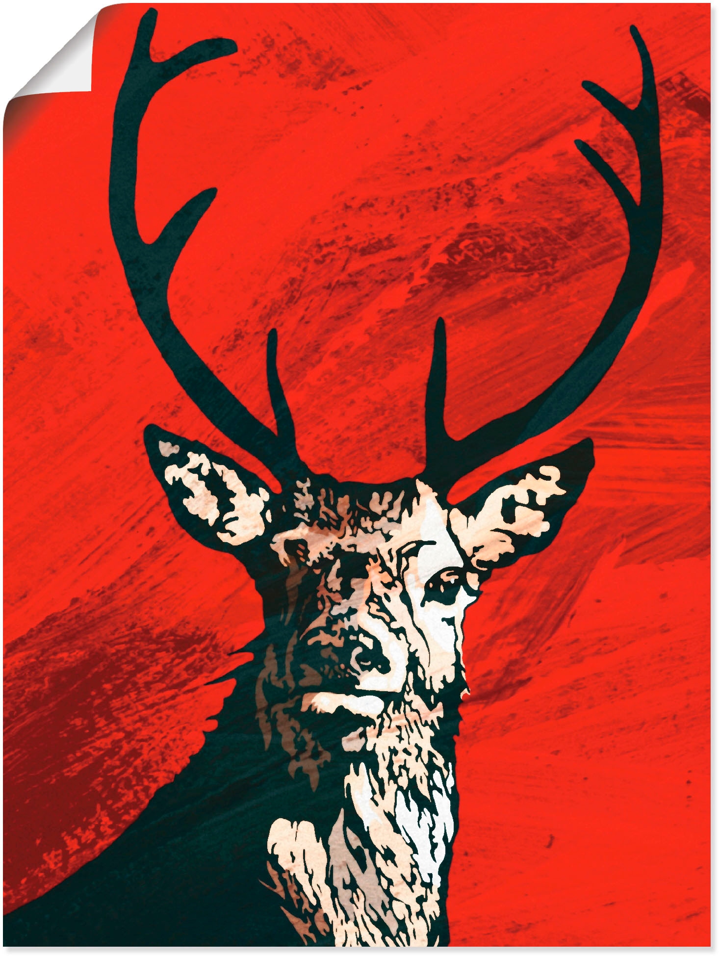 »Hirsch«, Wandbild oder prix Artland versch. Poster Wildtiere, in à bas Wandaufkleber (1 Leinwandbild, St.), als Grössen