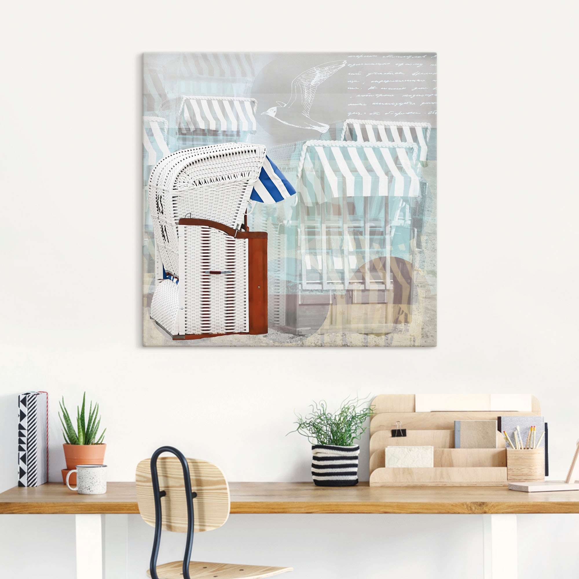 Artland Wandbild »Strandkorb Hintergrund Effekt« Strandbilder 1 Stk. tlg. auf Holzrahmen gespannt
