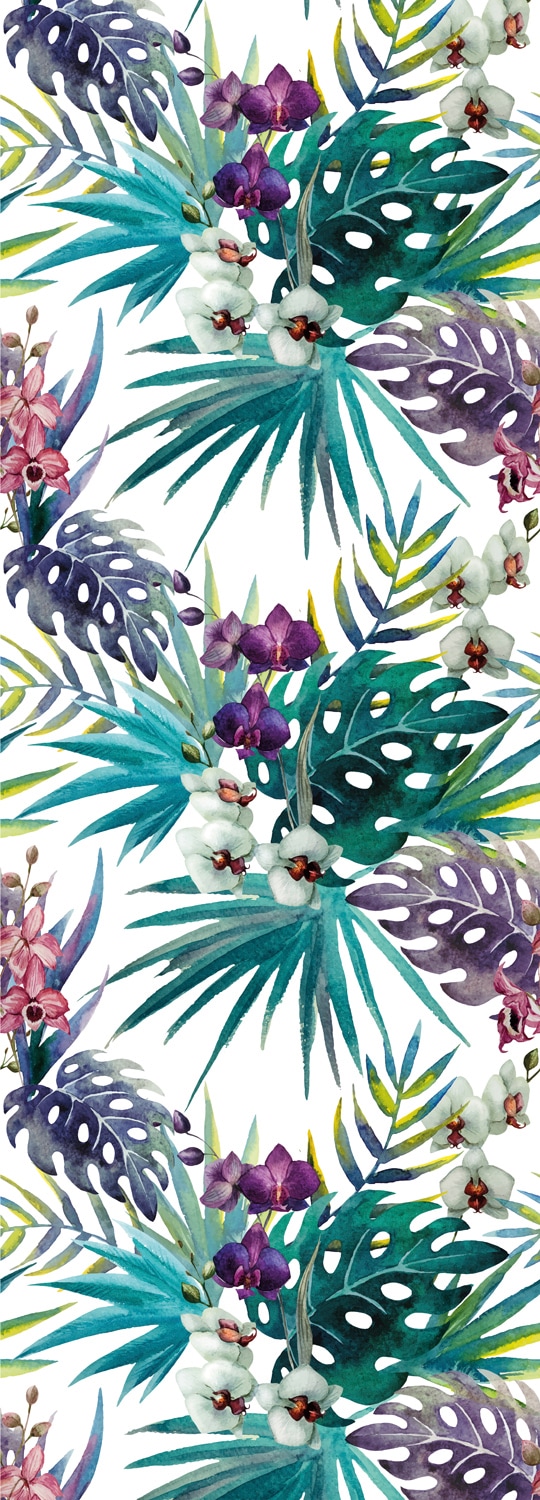 Image of queence Vinyltapete "Nicholas" Motiv bedruckt botanisch floral gemustert natürlich glatt 90x250cm, selbstklebend, kinderleichte Anbringung, Sticker